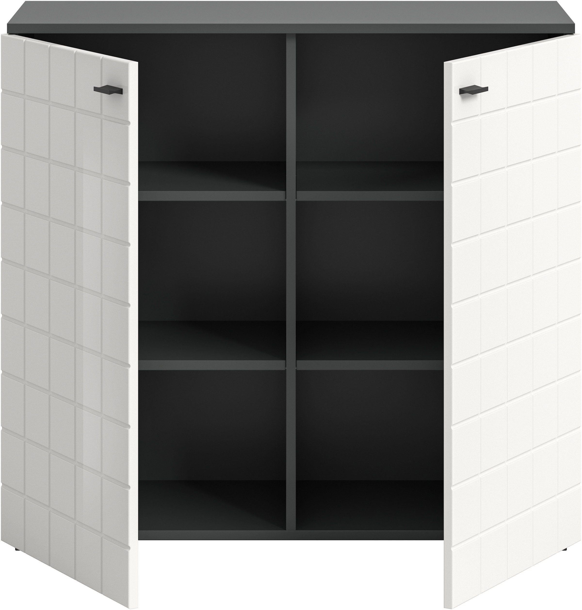 INOSIGN Kommode »Gora, Breite 92 cm, gefräste Front in Waffeloptik hochglanz« Sideboard, Schrank, Anrichte