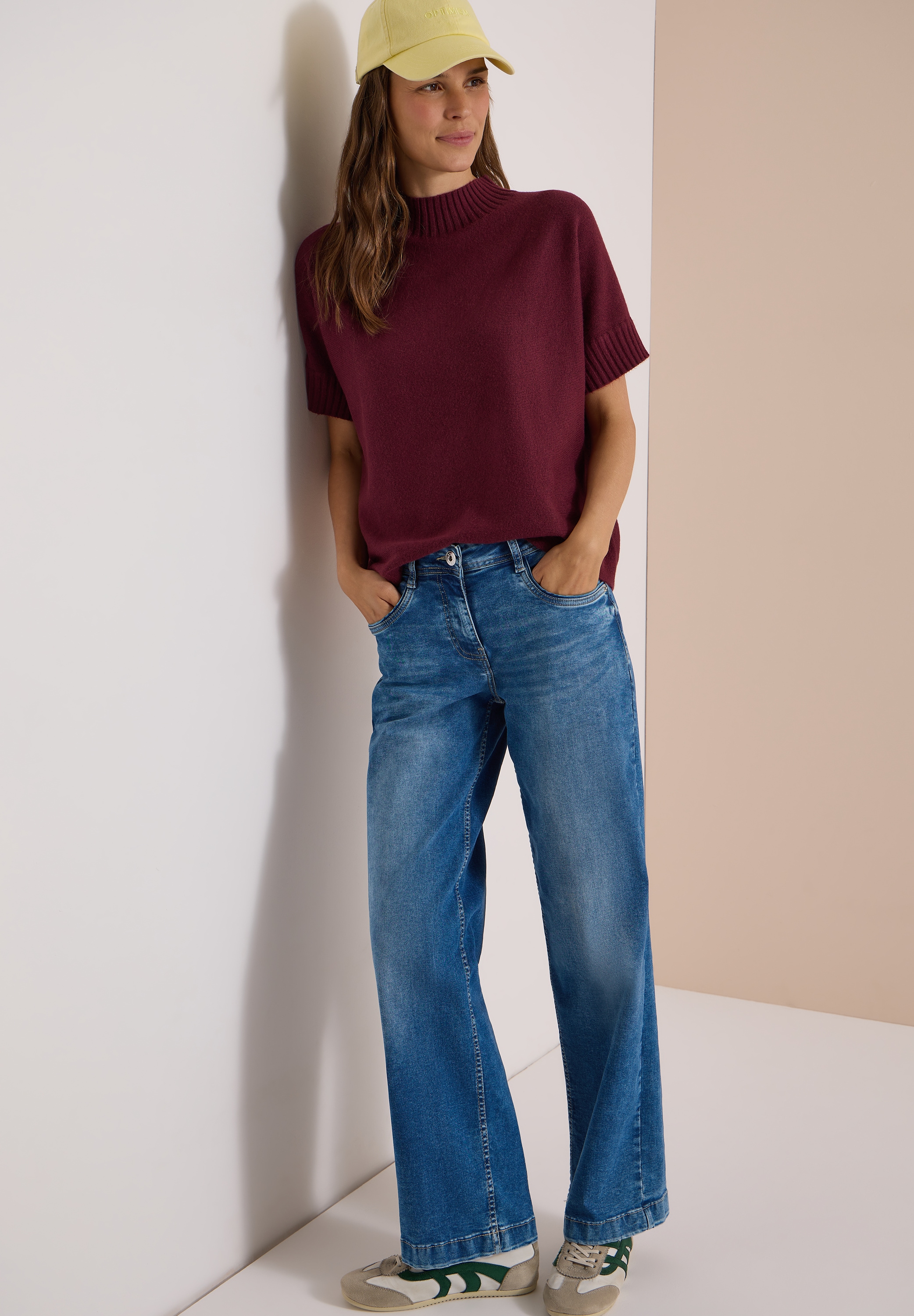 Cecil Strickpullover Kurzarm Dolman Pullover mit Turtle Neck / Sommer-Pullover