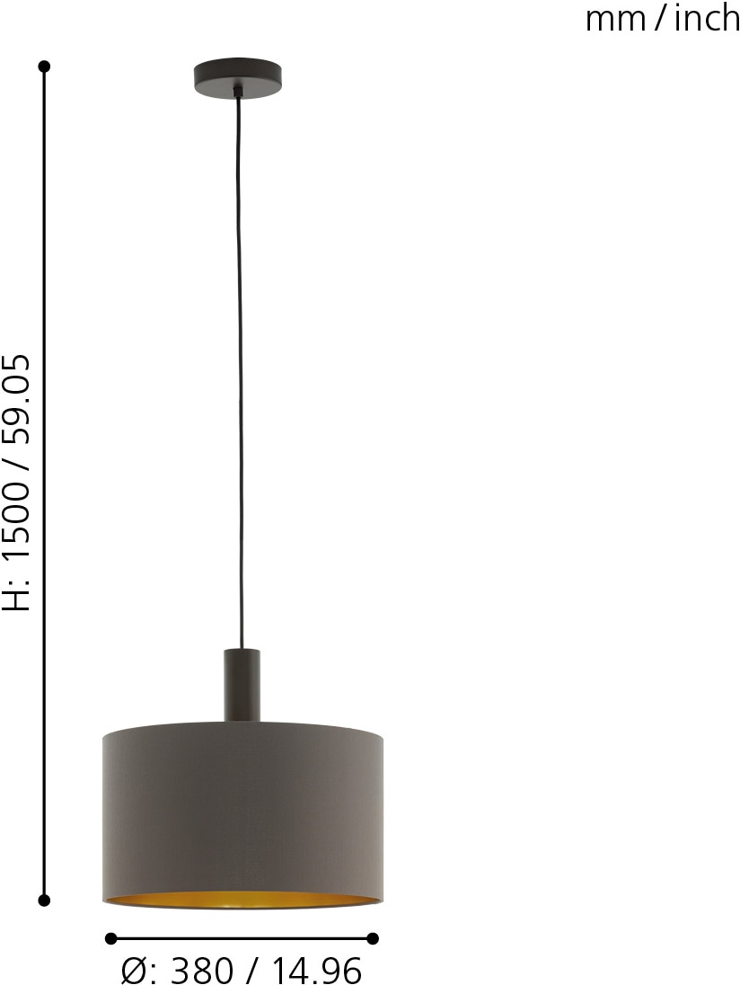 EGLO Pendelleuchte »CONCESSA 1«, 1 flammig, Leuchtmittel E27 | ohne Leuchtmittel, Textil Pendelleuchte, Dunkelbraun, cappuccino und gold, E27, Ø 38cm