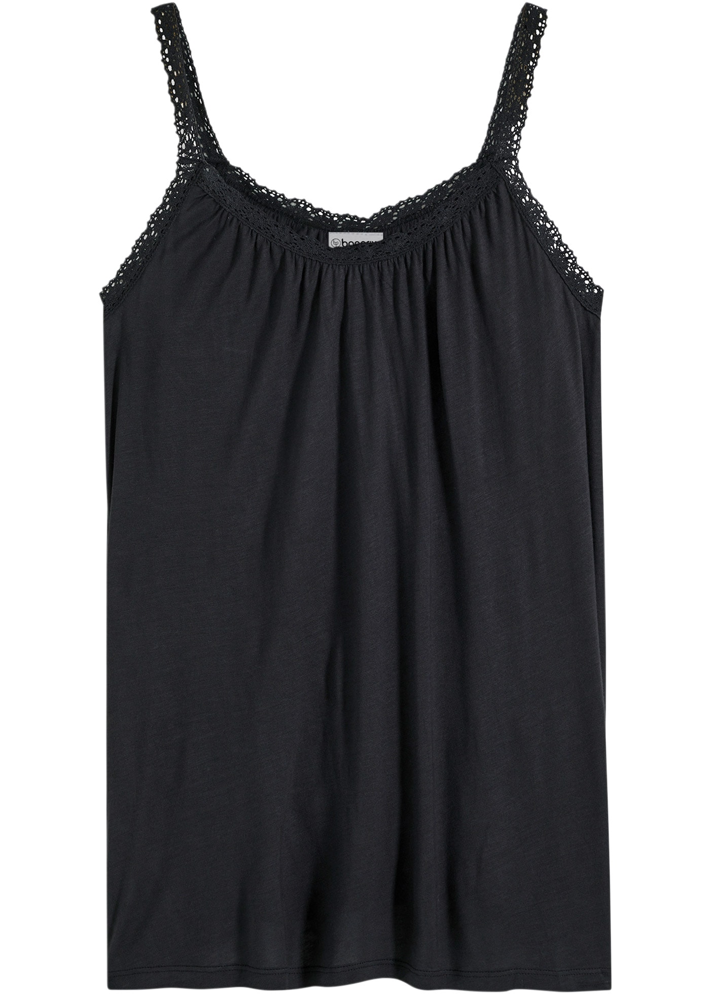 bonprix Shirttop bequeme Passform, ärmellos, aus Viskose, mit Baumwollspitze