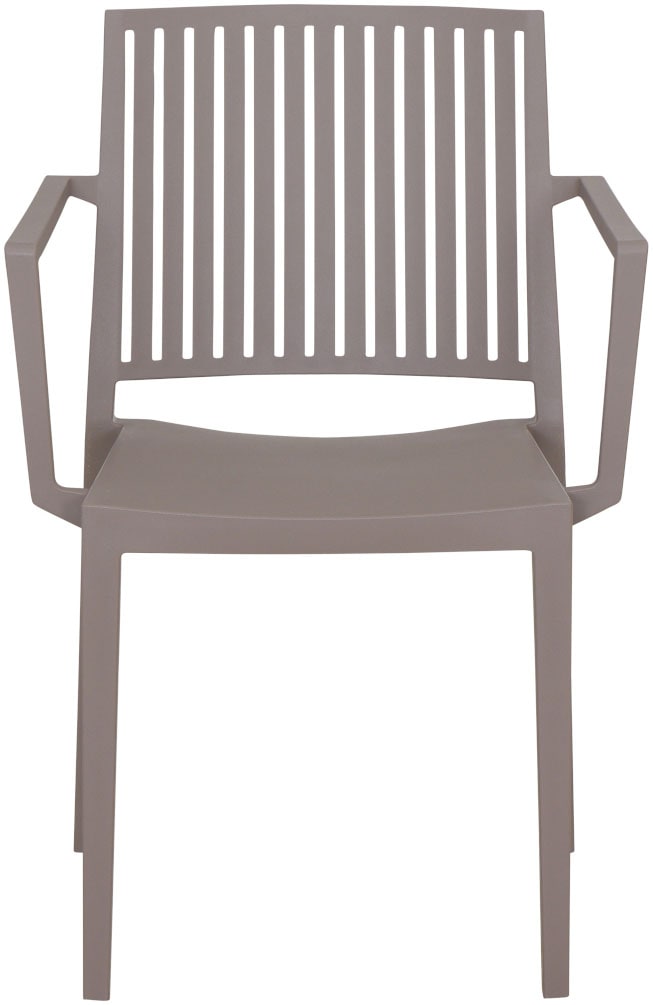 Siena Garden Gartensessel »Lane Sessel  taupe 4er Set mit Tisch« Set, 4 Stk. tlg. 4 x Stapelsessel + Tisch Sola Ø 80 cm