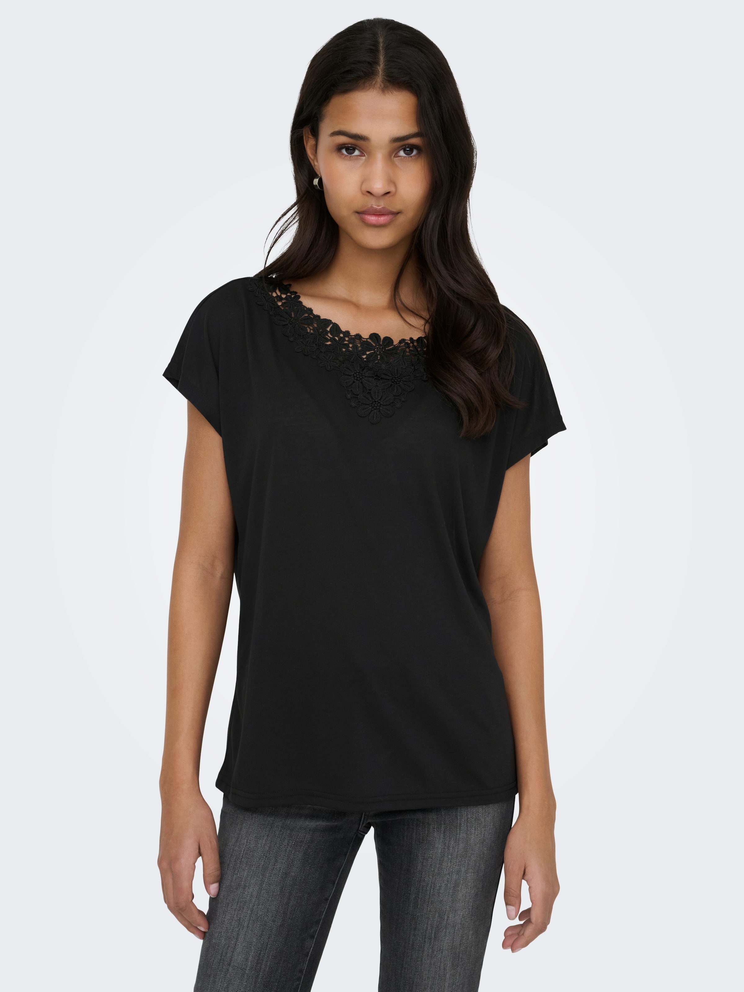 ONLY Spitzenshirt »ONLWINNIE S/S TOP CS JRS« Polyester, regular fit