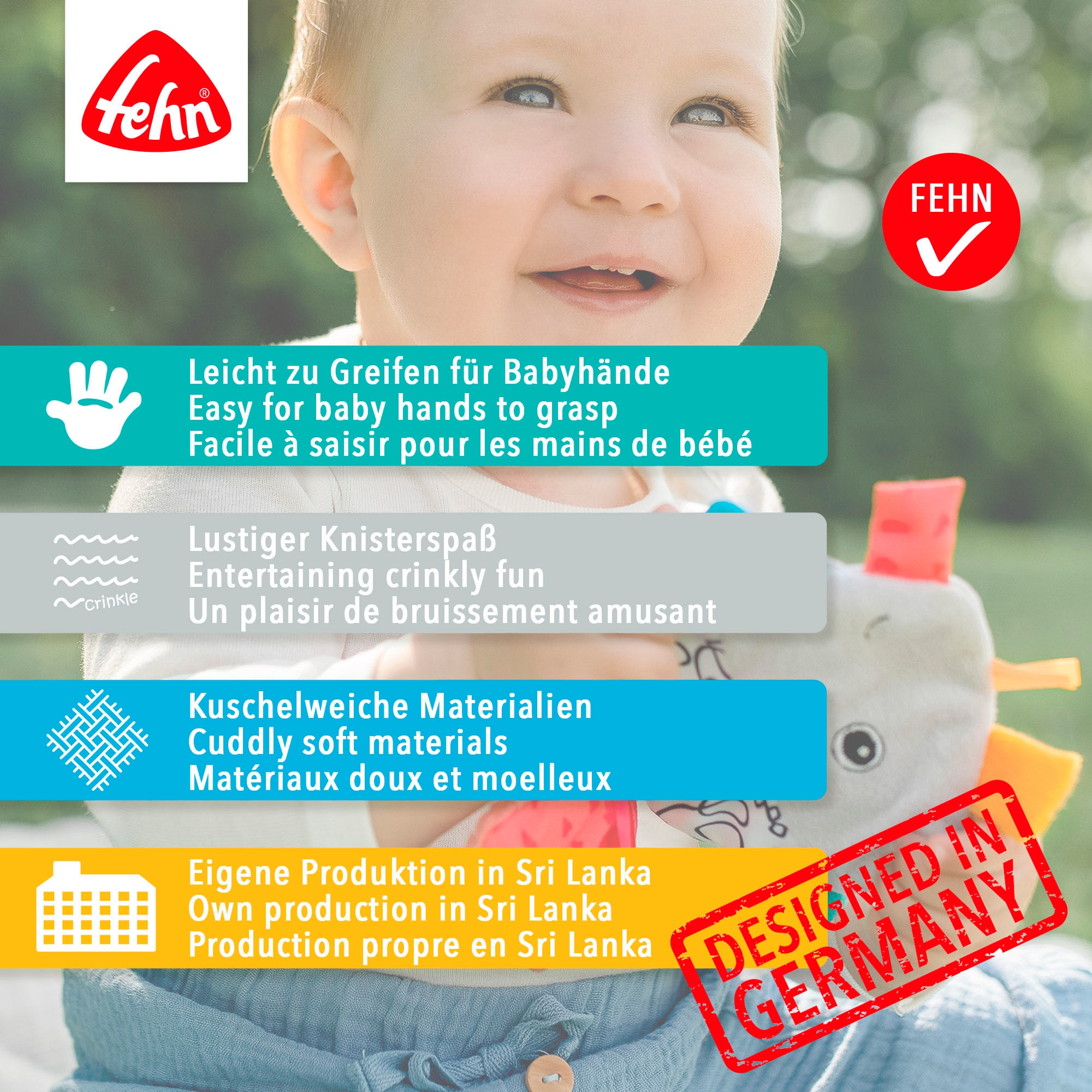 Fehn Greifspielzeug »Lazy, Crazy & Pink, Knister-Chamäleon«