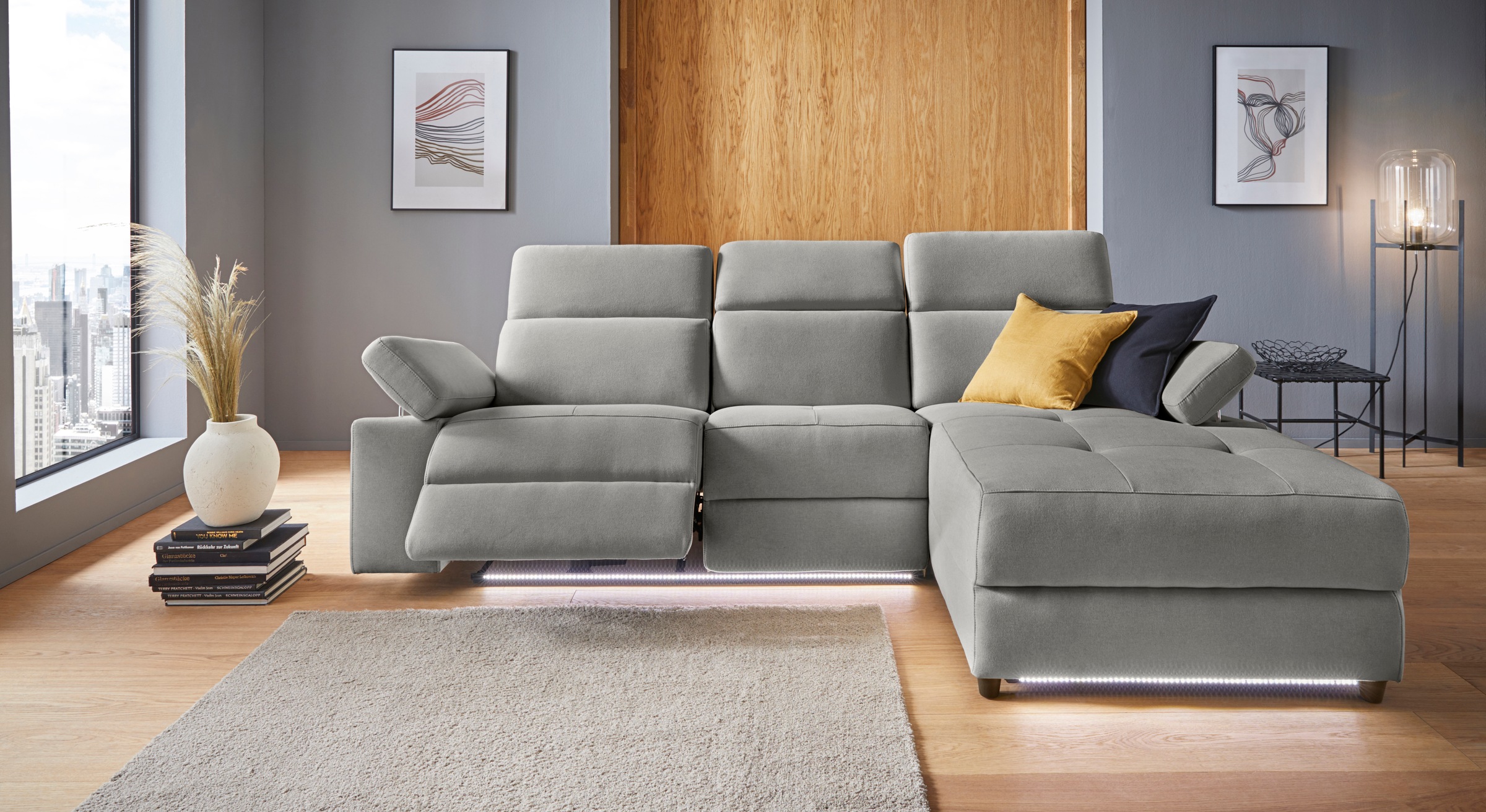 Places of Style Ecksofa »Kilado, L-Form,«, mit Relaxfunktion, verstellbarer Armlehne, Kopfteilverstellung