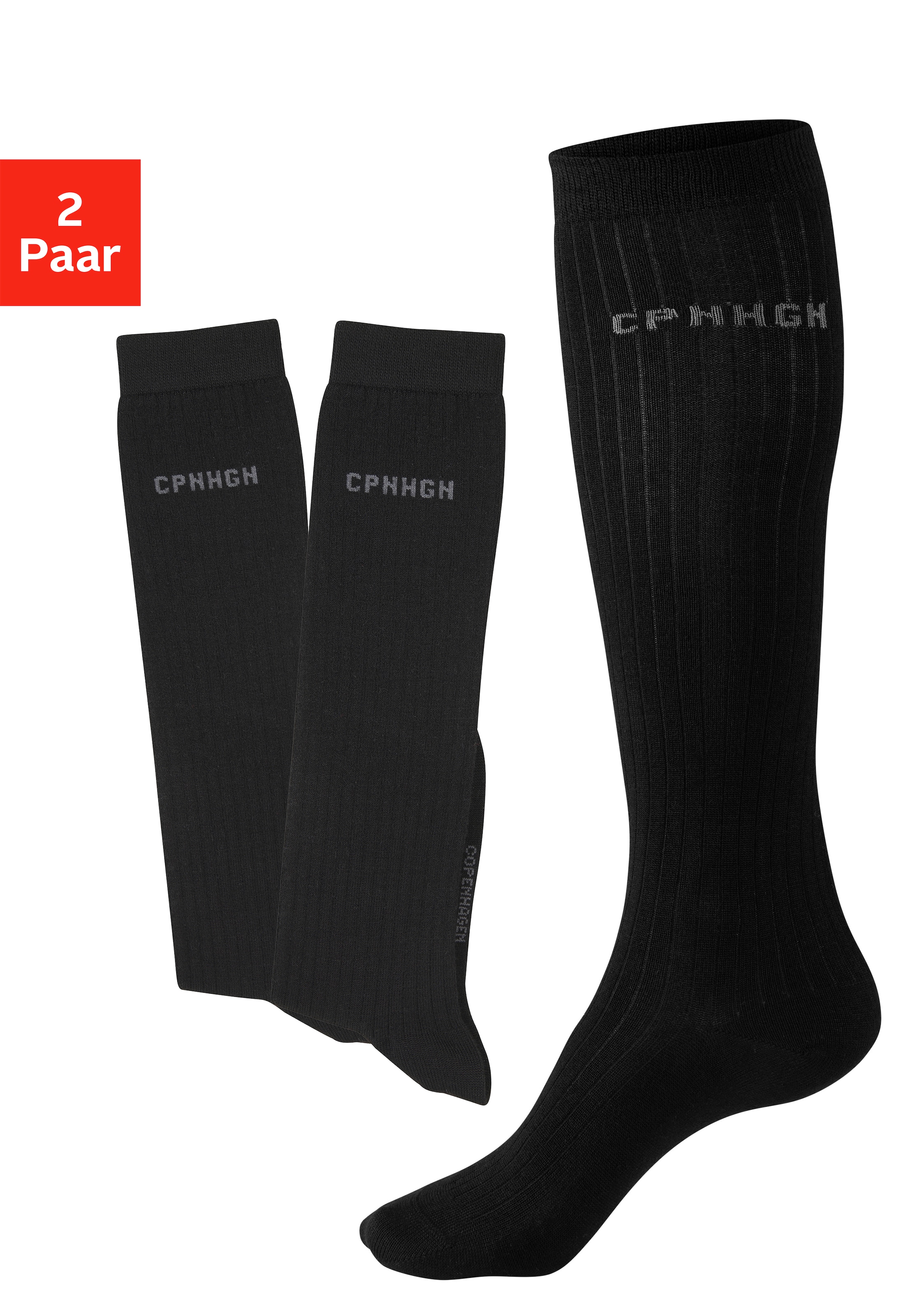 Copenhagen Studios Kniestrümpfe Packung, 2 Paar tlg. mit weicher wärmender Wolle