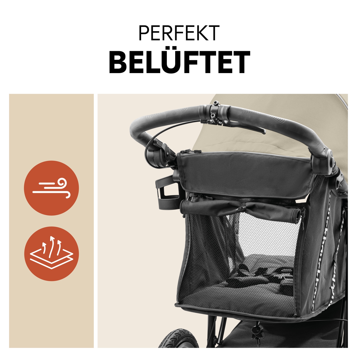 Hauck Dreirad-Kinderwagen »Runner 3, olive«, 22 kg, mit XXL-Lufträdern und Handbremse; bis 22 kg beslastbar