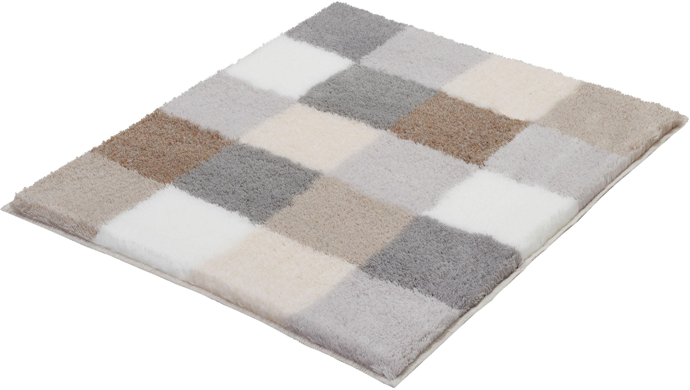 Kleine Wolke Badematte »Caro«, rutschhemmend beschichtet, fußbodenheizungsgeeignet, Badteppich, modernes Karo-Muster, Pastell-Farben, waschbar