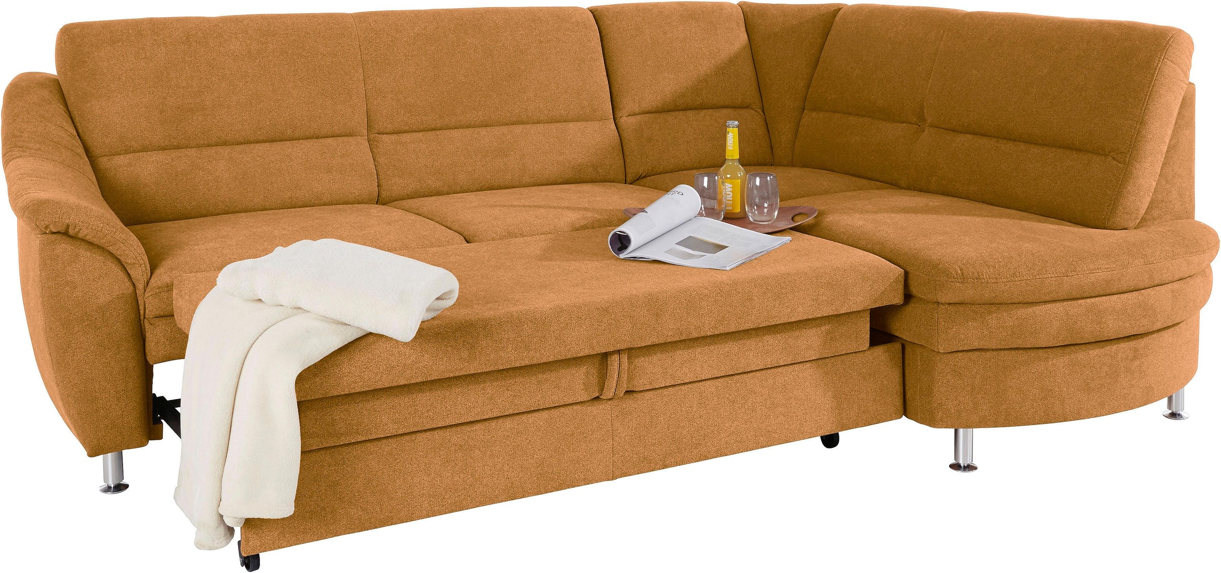 Places of Style Ecksofa »Cardoso L-Form«, Federkern, wahlweise mit Bett, Schubkasten