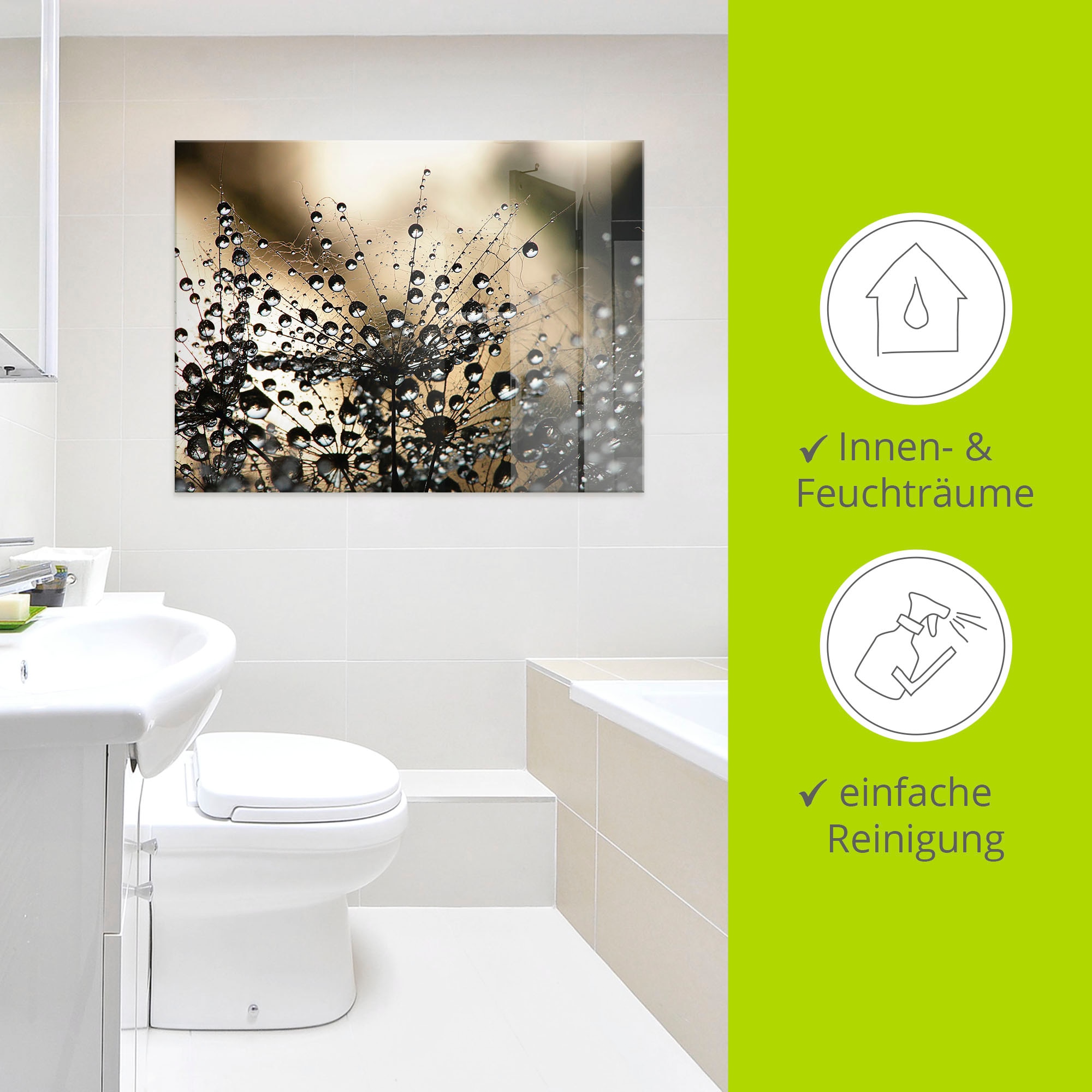 Artland Glasbild »Nasser Löwenzahn« Blumen 1 Stk. tlg. in verschiedenen Größen