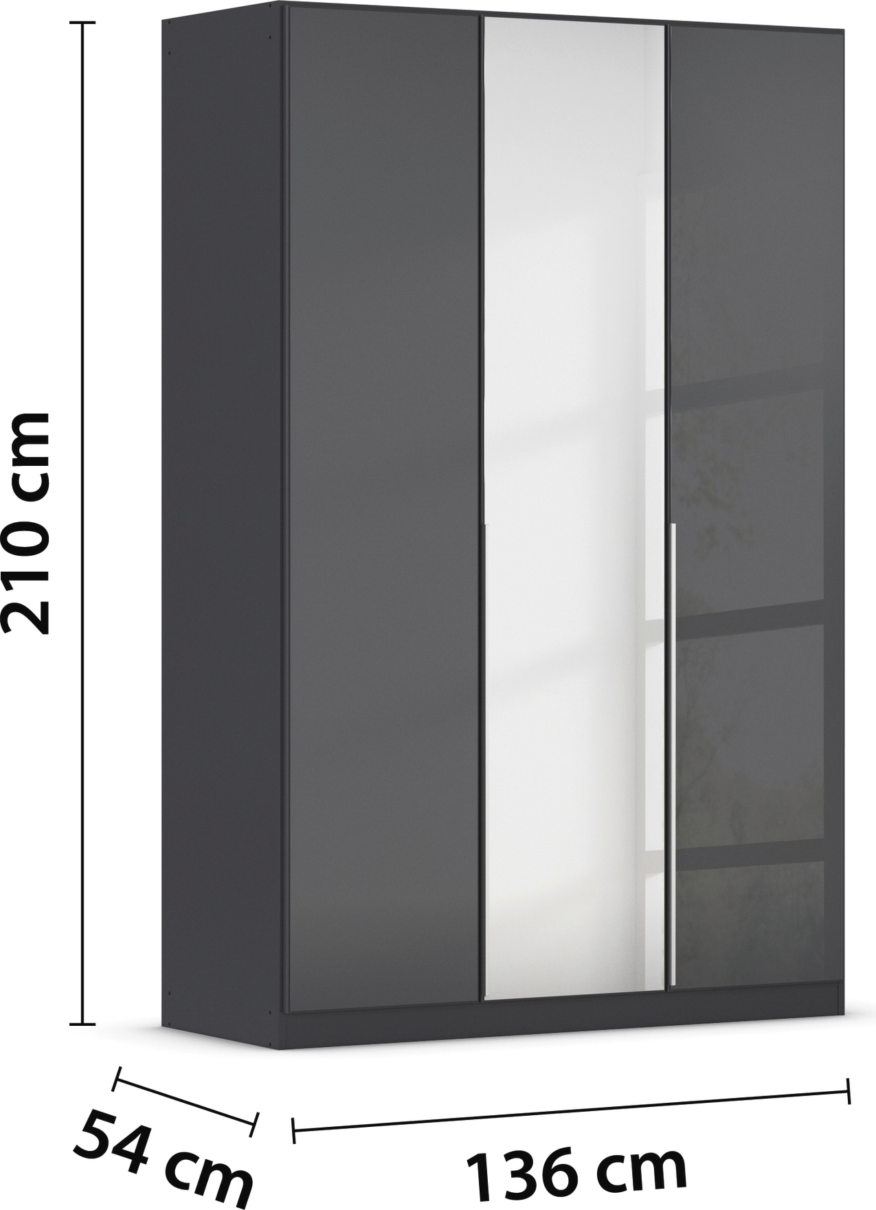 rauch Drehtürenschrank »Kleiderschrank Kleiderschränke Schrank Garderobe AGORDO mit Glasfront«, (in zwei Griff-Farben), durchdachte Innenausstattung, in 6 Breiten und 2 Höhen MADE IN GERMANY