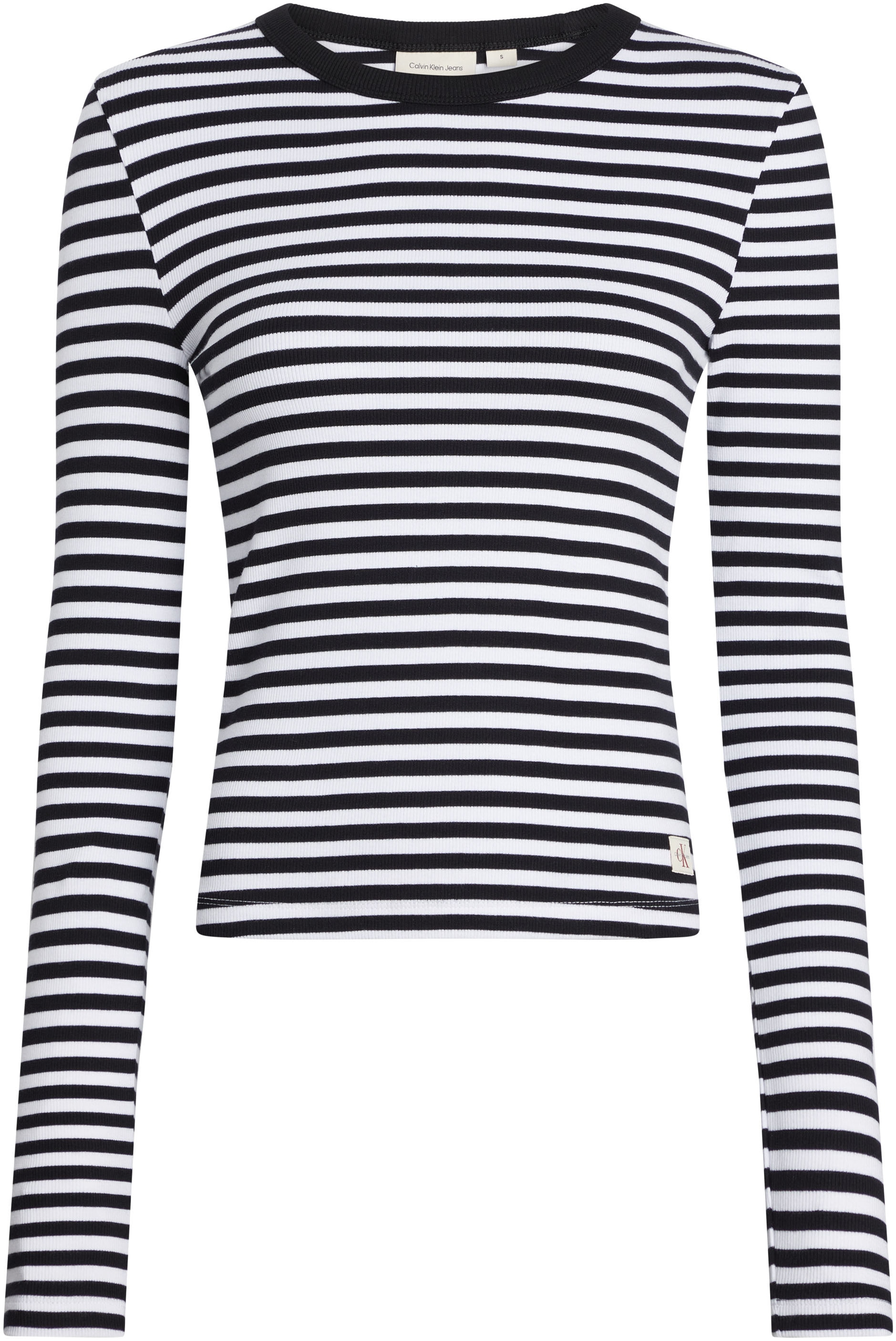 Calvin Klein Jeans Langarmshirt »WOVEN LABEL RIB LONG SLEEVE«, mit Logopatch