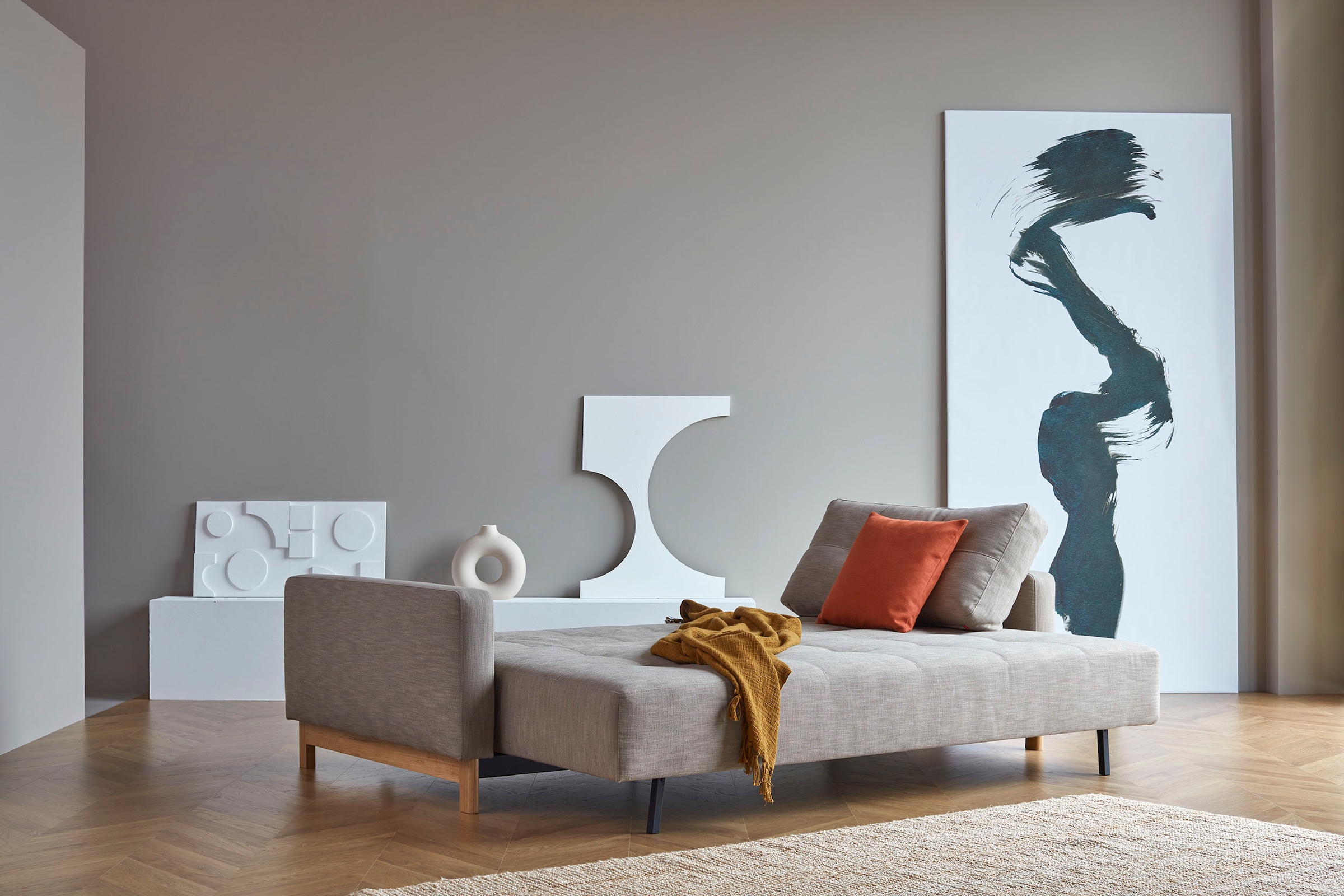 INNOVATION LIVING ™ Schlafsofa »Pyxis 3-Sitzer mit extrabreiter Bettfunktion, Skandi-Design«, Multifunktionssofa, extrabequem durch Taschenfederkern, Dauerschläfer