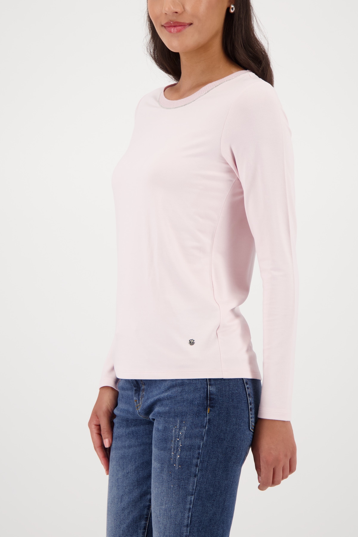 Monari Langarmshirt »Shirt Basic Schmuck Kette« Regular fit mit Rundhalsausschnitt