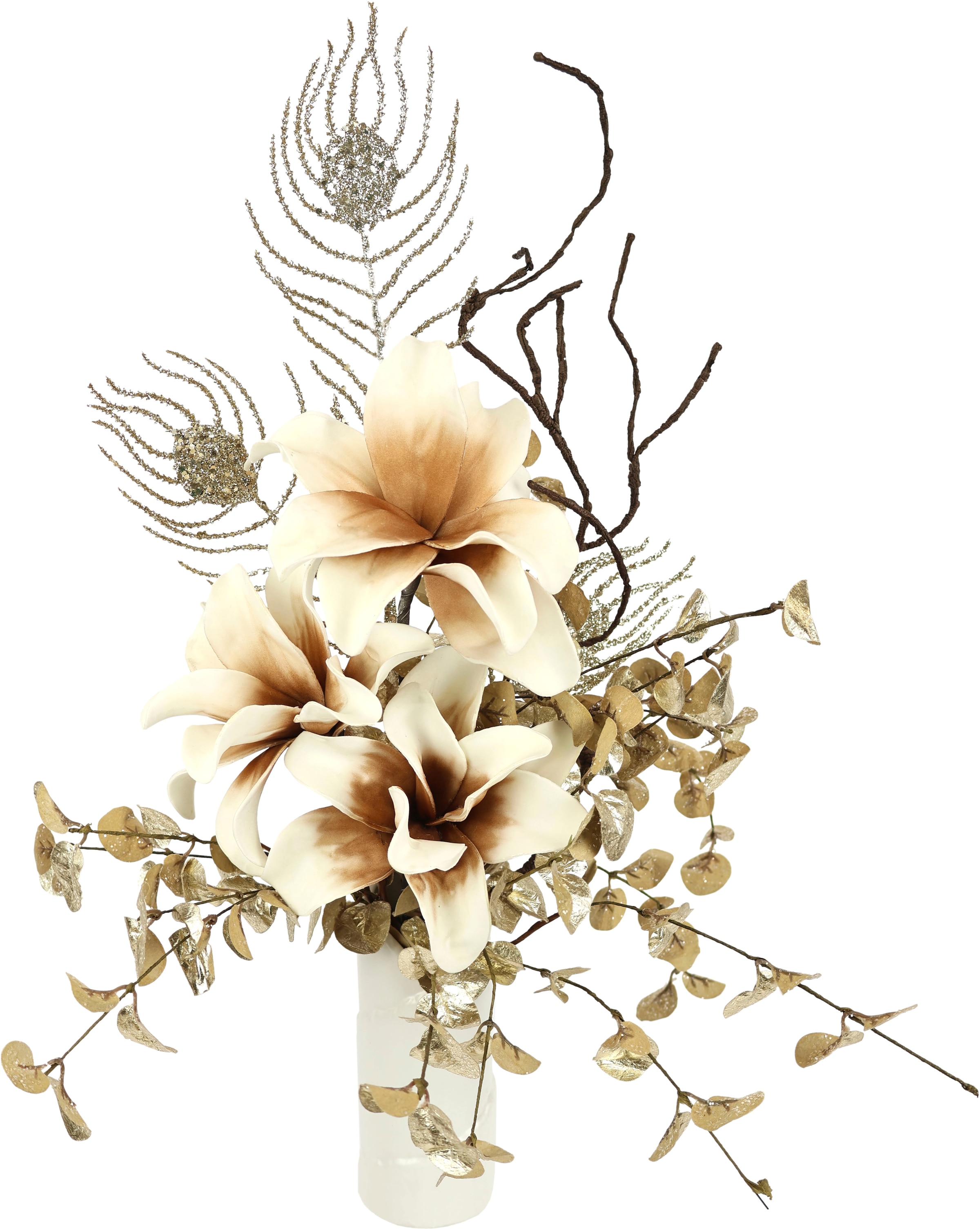 Winterliche Kunstpflanze »Gesteck, Soft-Magnolie in Vase, festliche Weihnachtdeko,«,...