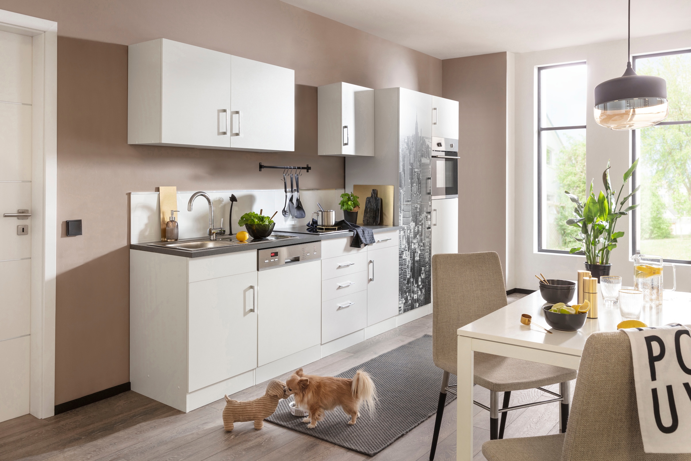 KOCHSTATION Küchenzeile »KS-Paris – Küchen mit einzigartigen Fotomotiven auf den Fronten« ohne E-Geräte, Breite 340 cm