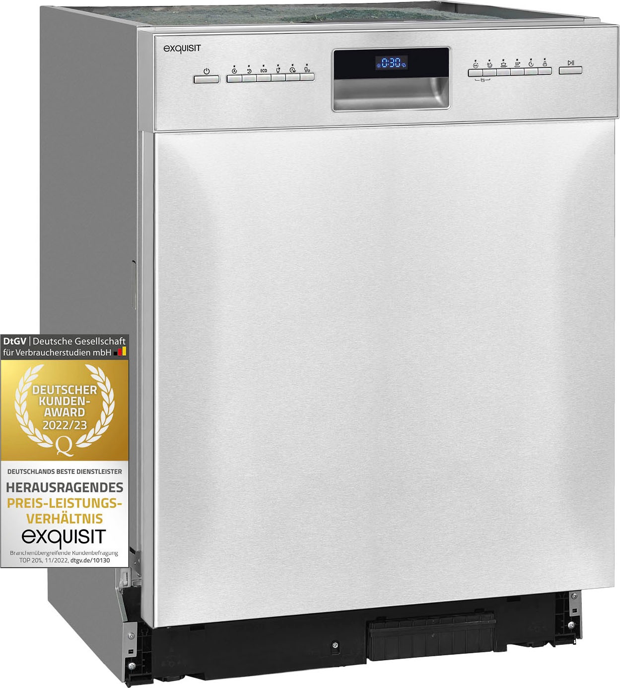 exquisit Unterbaugeschirrspüler »EGSP9614-EF-030B inox«, 14 Maßgedecke