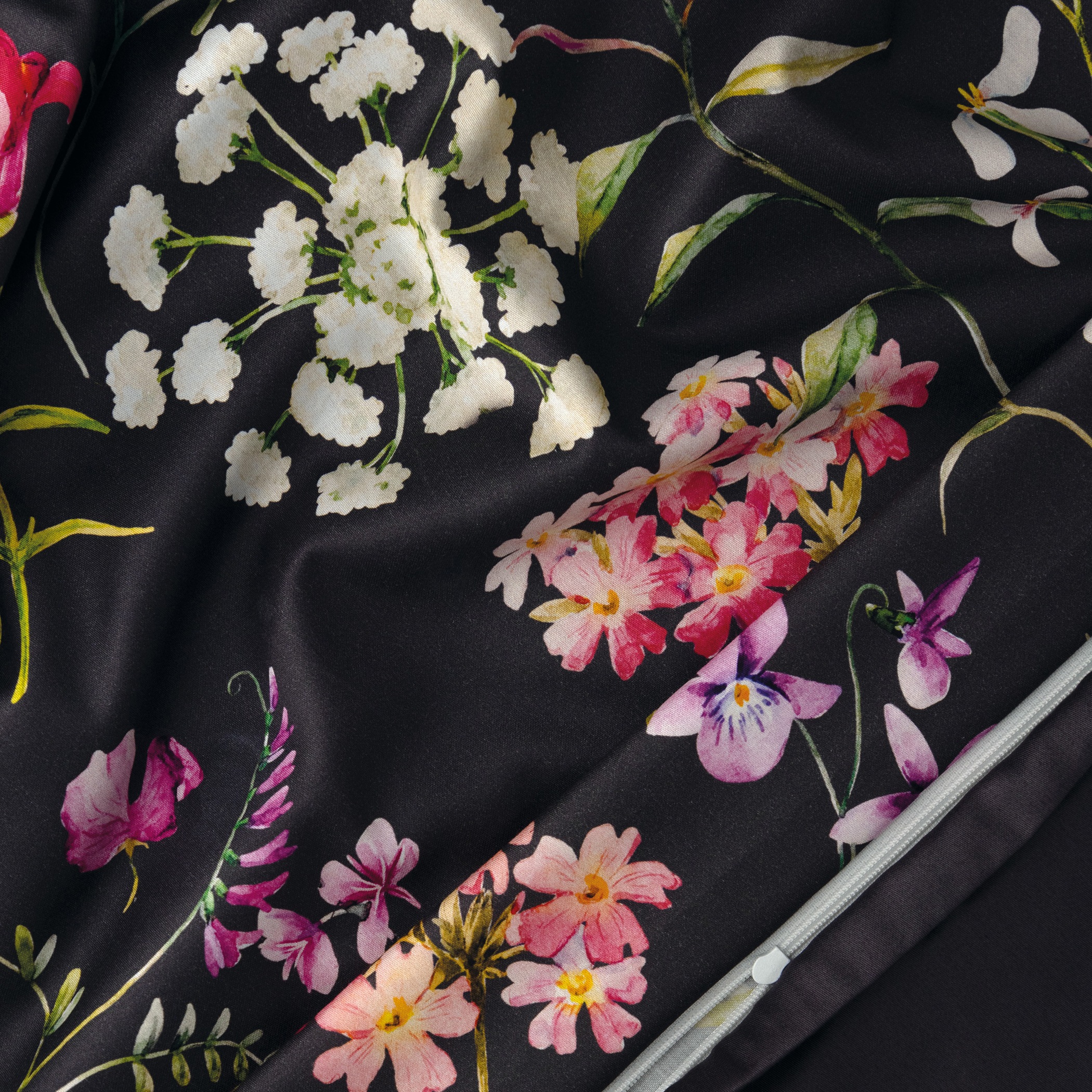 Florella Wendebettwäsche »Fiore black Edel-Satin,  100% Baumwolle«