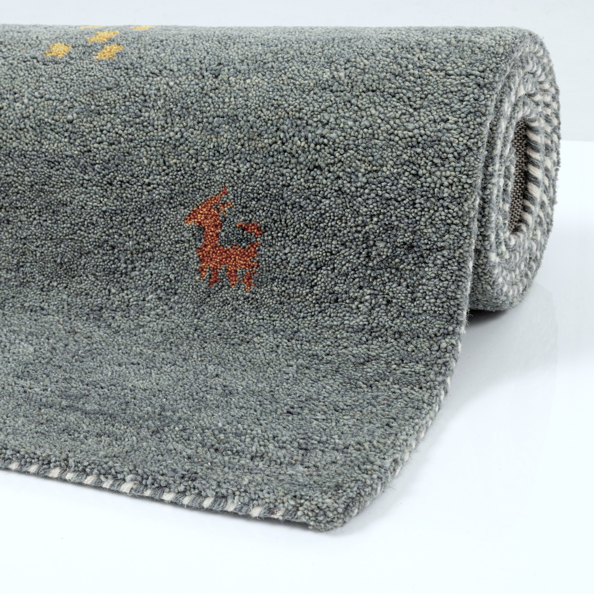 THEKO Wollteppich »Gabbeh Motiv, Handgefertigt, Teppich, Tiermotiv, reine Wolle« rechteckig 14 mm Höhe reine Wolle, Wohnzimmer, Schlafzimmer, Esszimmer