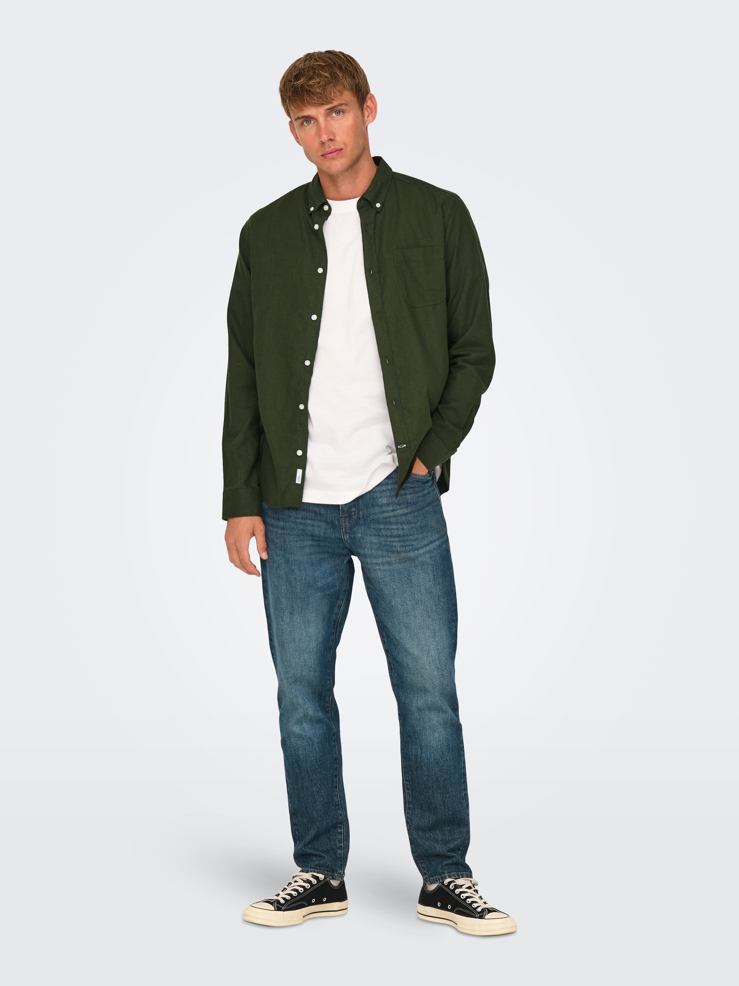 ONLY & SONS Langarmhemd »ONSROAD LIFE REG MELANGE LS SHIRT NOOS«