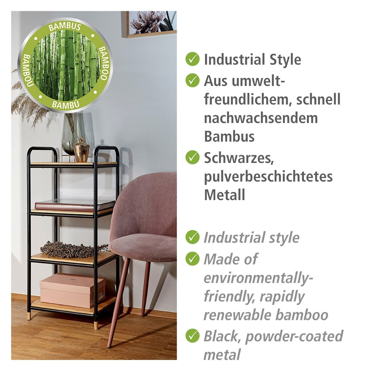 WENKO Ablageregal »Loft«, 4 Etagen
