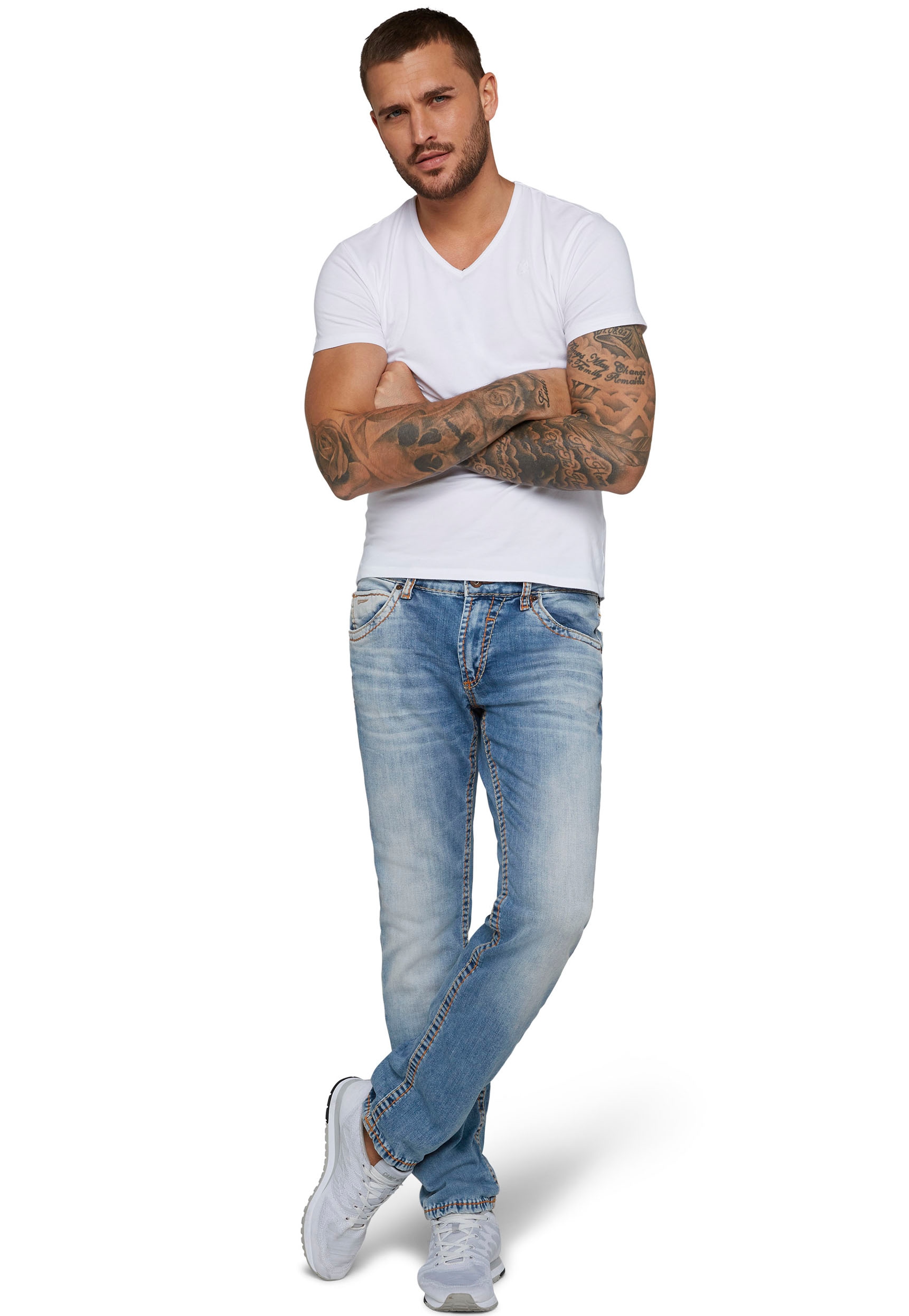 CAMP DAVID Straight-Jeans »NI:CO:R611«, mit markanten Steppnähten