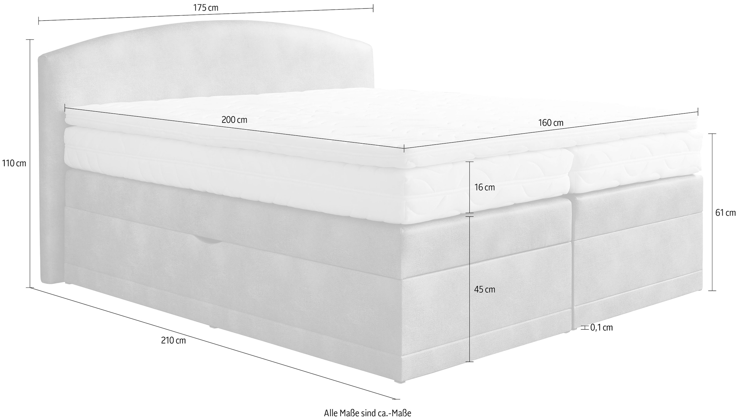 Westfalia Schlafkomfort Boxspringbett »Madeira« wahlweise mit Topper und Bettkasten