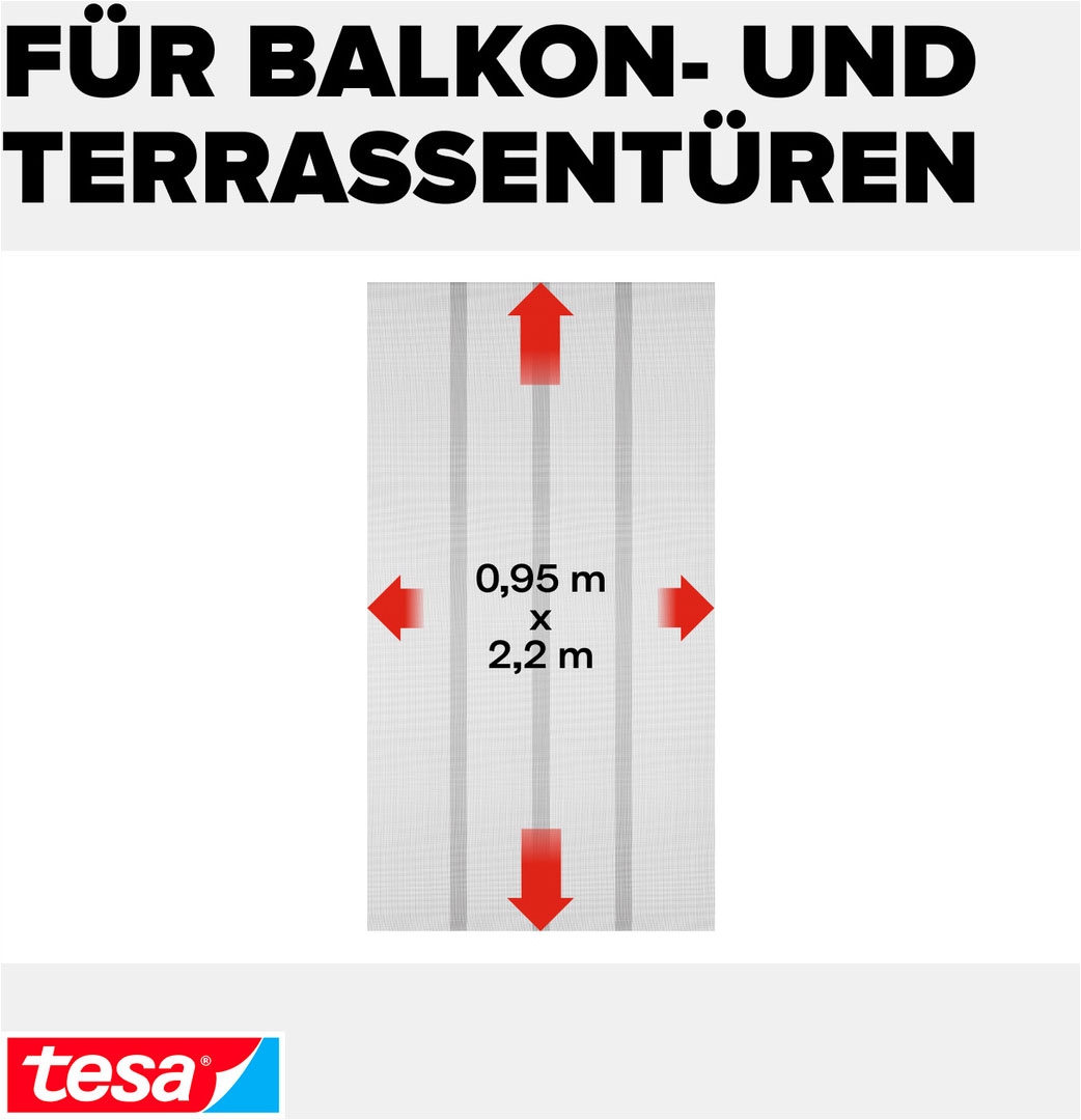 tesa Insektenschutz-Tür »Insect Stop Standard Fliegengitter für Türen - 0.95 m : 2.2 m« Packung, Fliegennetz, Klettband, 1 Stk. tlg. Lamellentür für Balkon & Terrasse