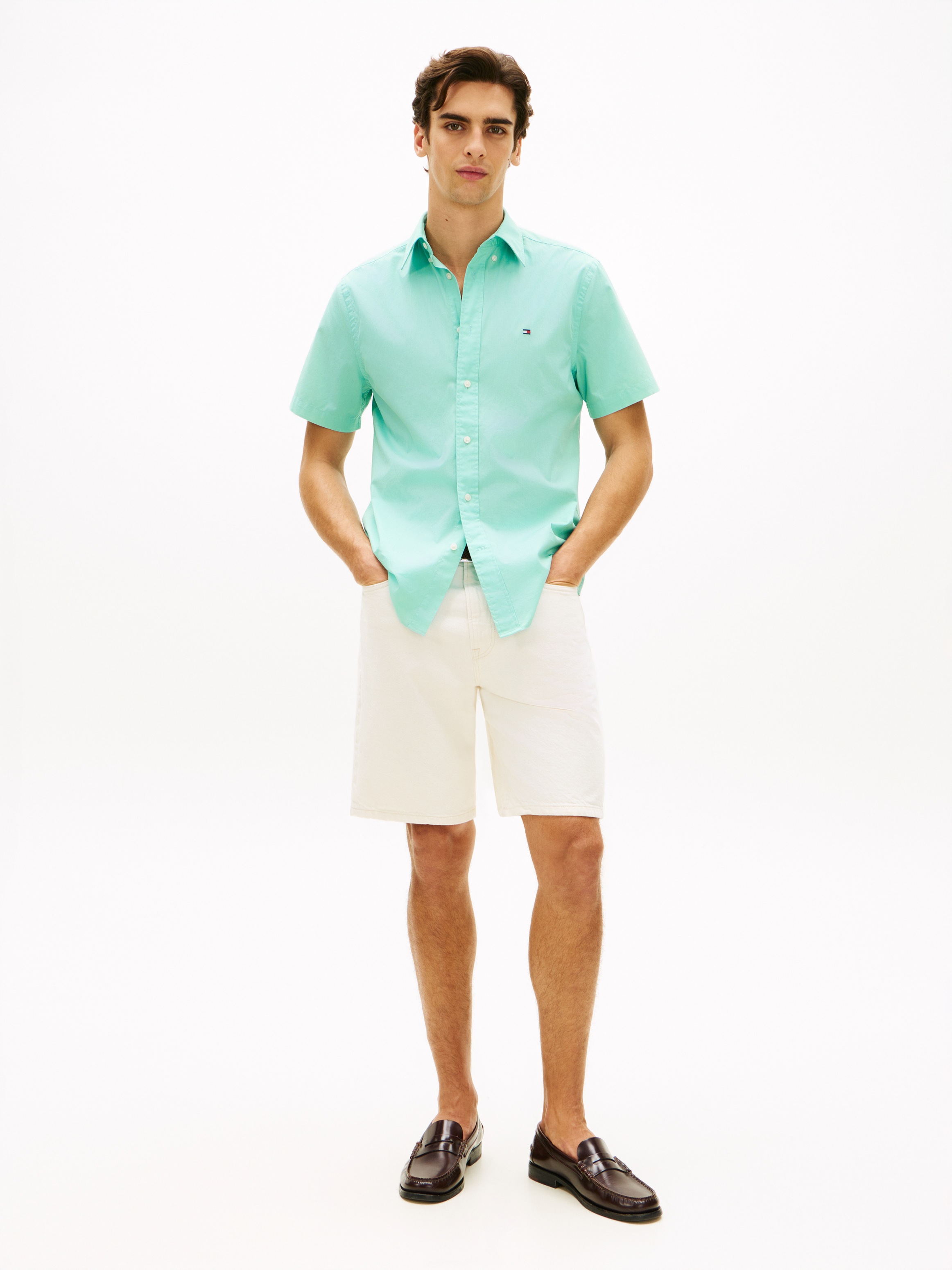 Tommy Hilfiger Kurzarmhemd »FLEX POPLIN SOLID« Regular fit mit Button-Down-Kragen