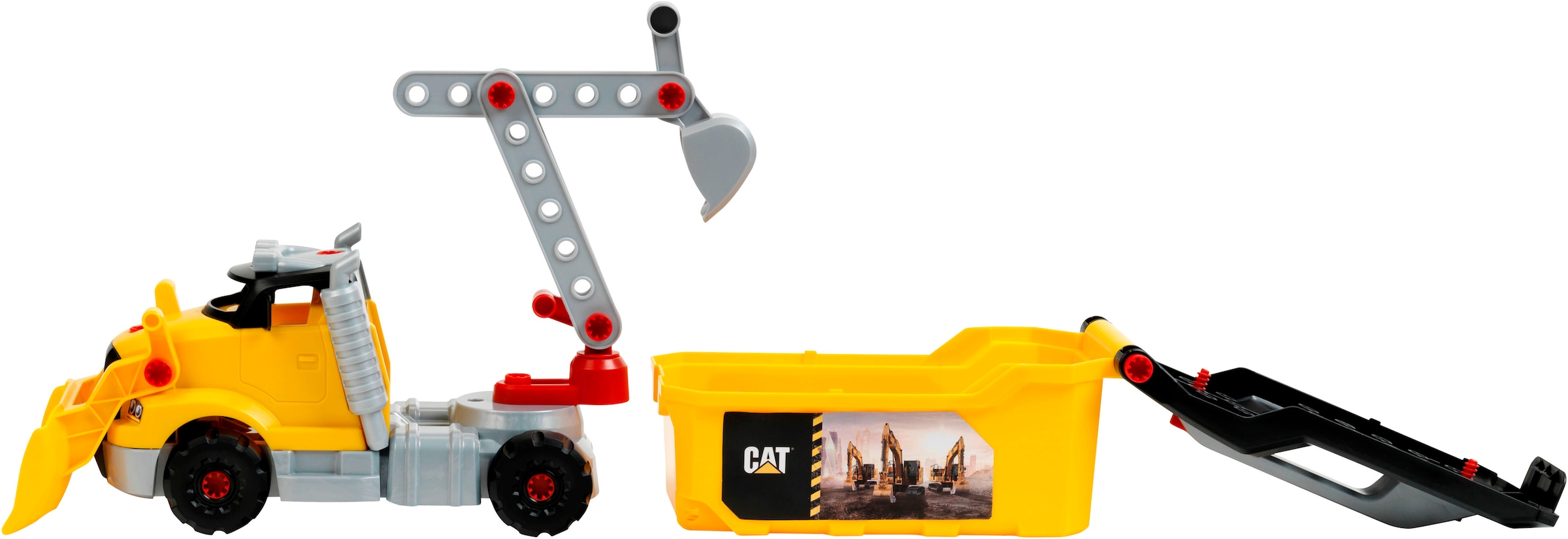 Klein Spielzeug-LKW »Cat® - Schraubtruck Set 4in1«, (Set, 96 tlg.)