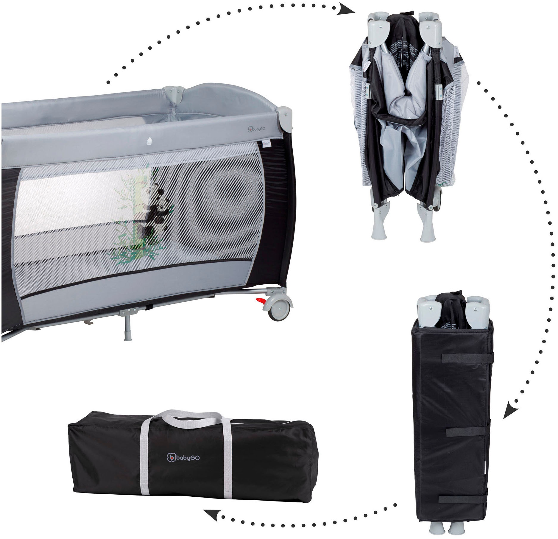 BabyGo Baby-Reisebett »Sleeper Deluxe, black« mit Musik-Mobile