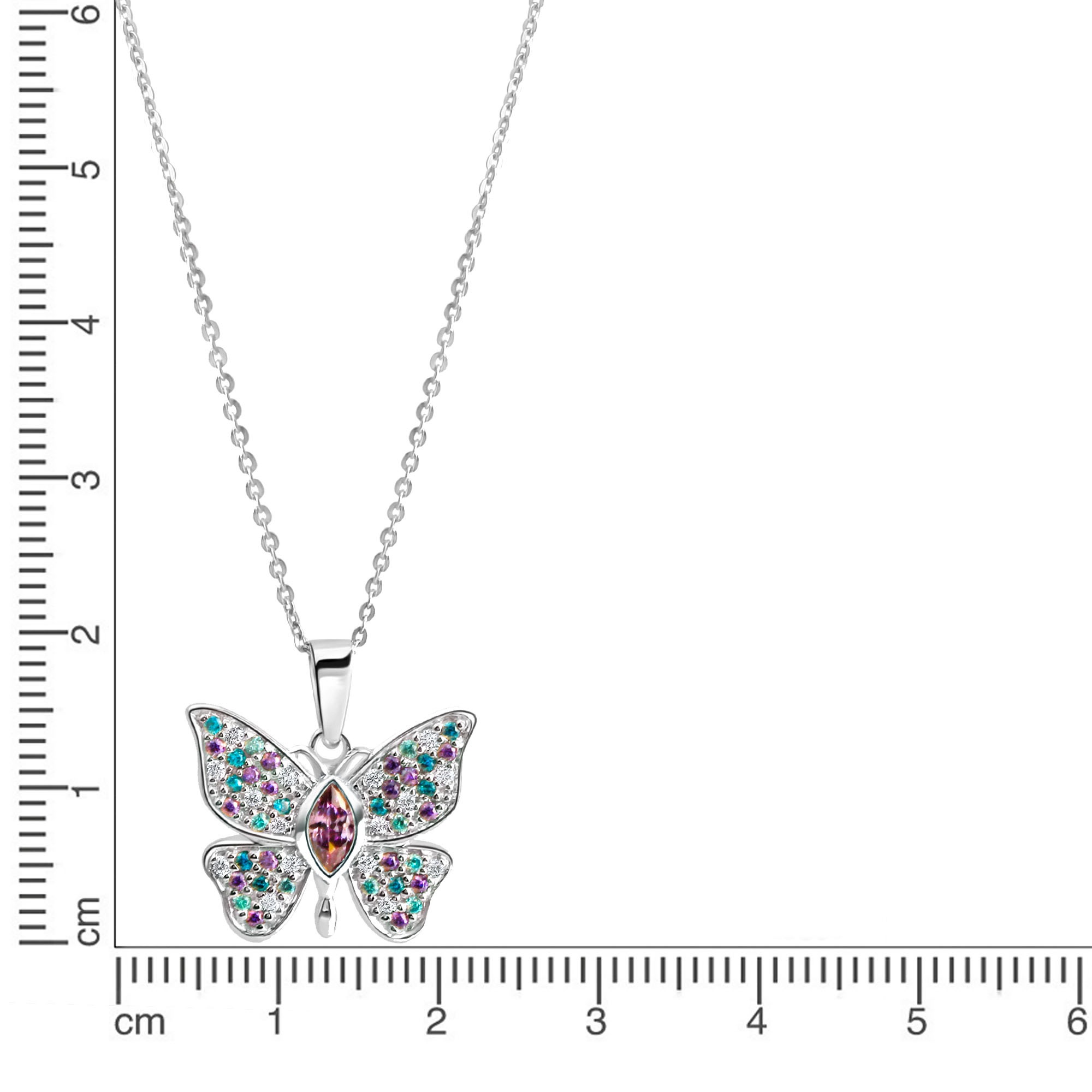 Firetti Kette mit Anhänger »Schmuck Geschenk Silber 925 Halsschmuck Halskette Schmetterling«, mit Zirkonia (synth.)