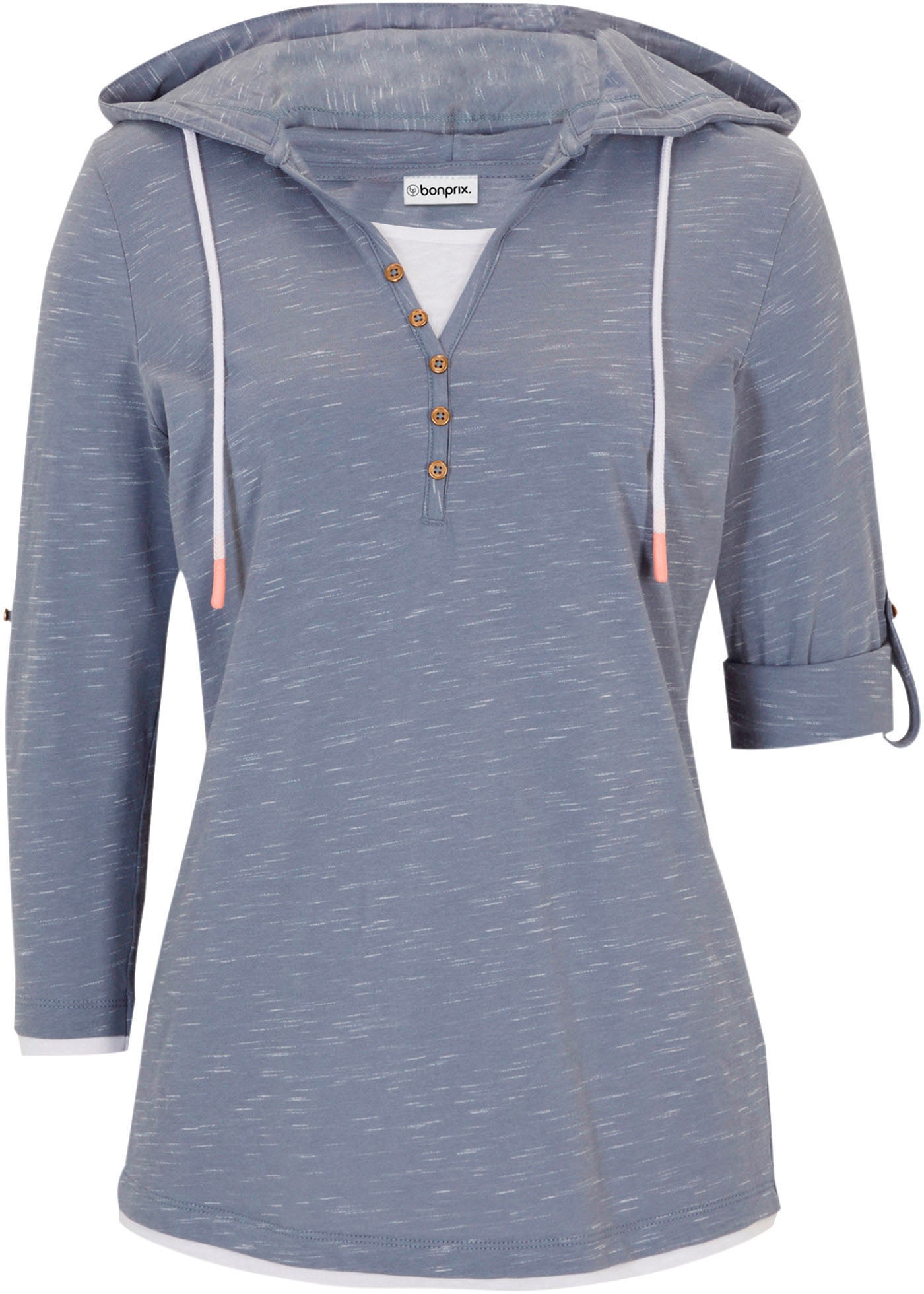 bonprix T-Shirt »Shirt mit Kapuze« 2 Stk. lockere Passform, 3/4-Ärmel, mit Kapuze, aus Baumwolle
