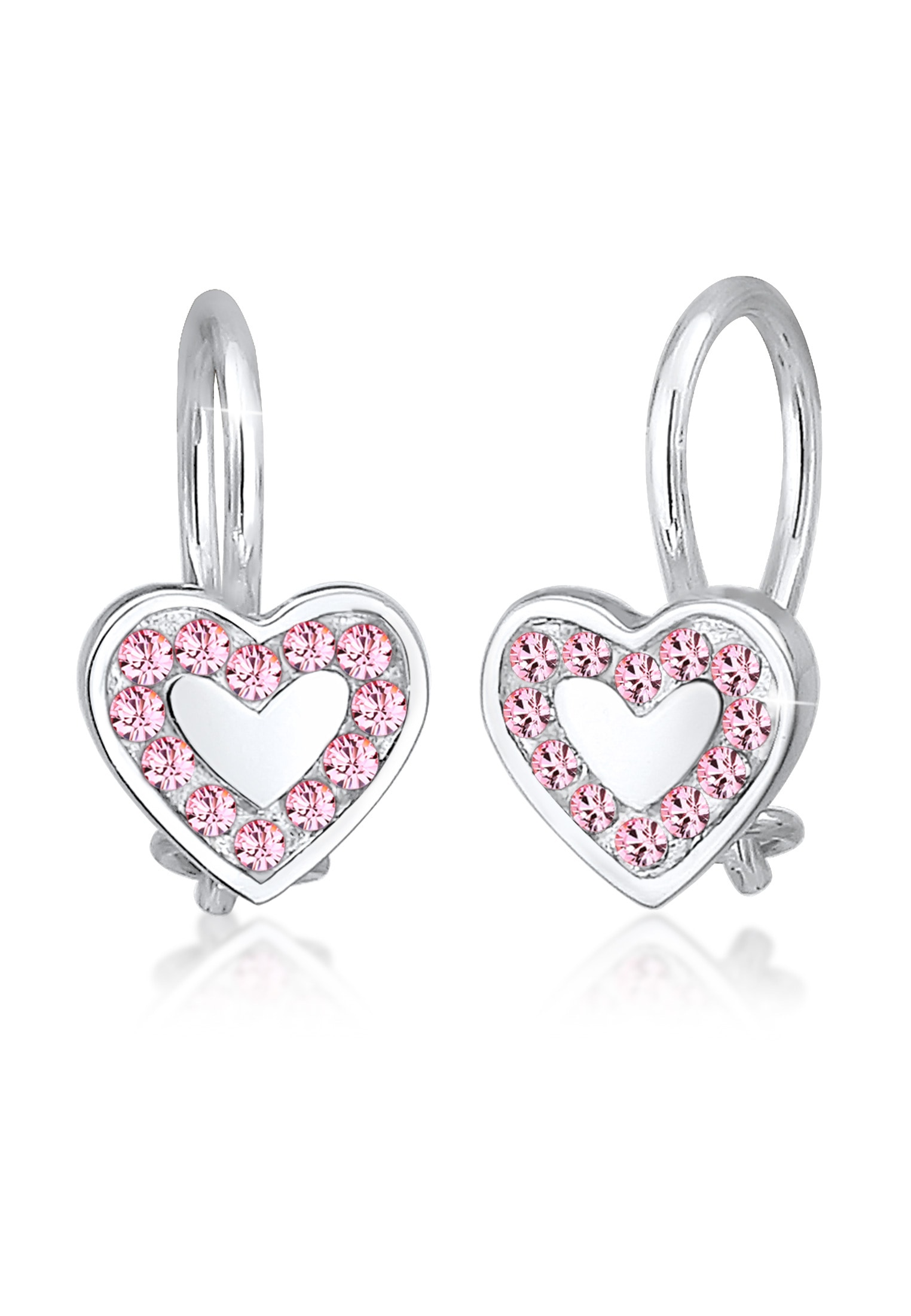 Elli Paar Ohrstecker »Ohrringe Ohrstecker Herz Glas Kristalle Rose 925 Sterling Silber«