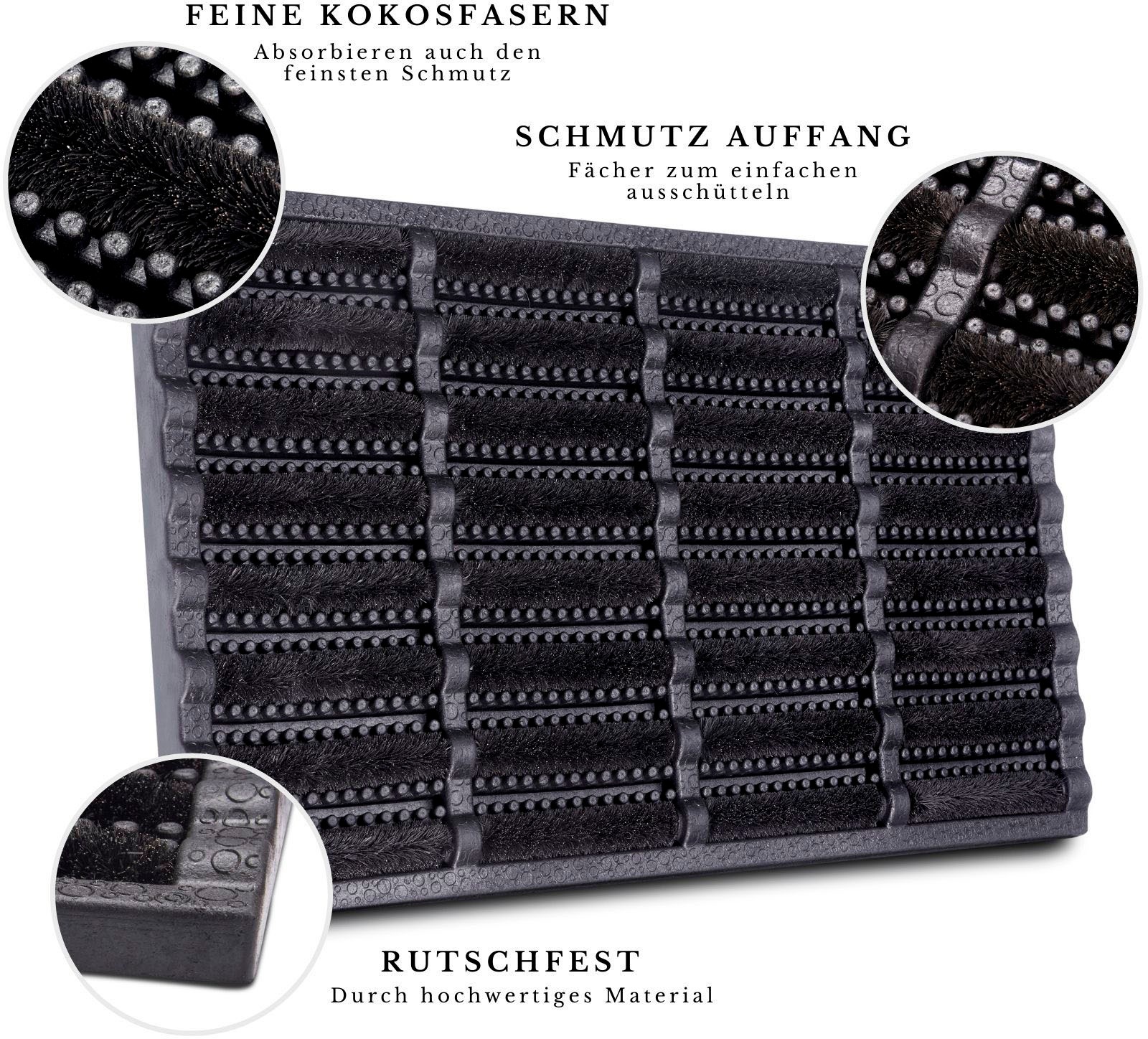 HANSE Home Fußmatte »Schmutzfangmatte Brushes Mat, Türmatte«, rechteckig, 25 mm Höhe, Kokos, Gummi, Schmutzfangmatte, Outdoor, Rutschfest, Innen, Kokosmatte