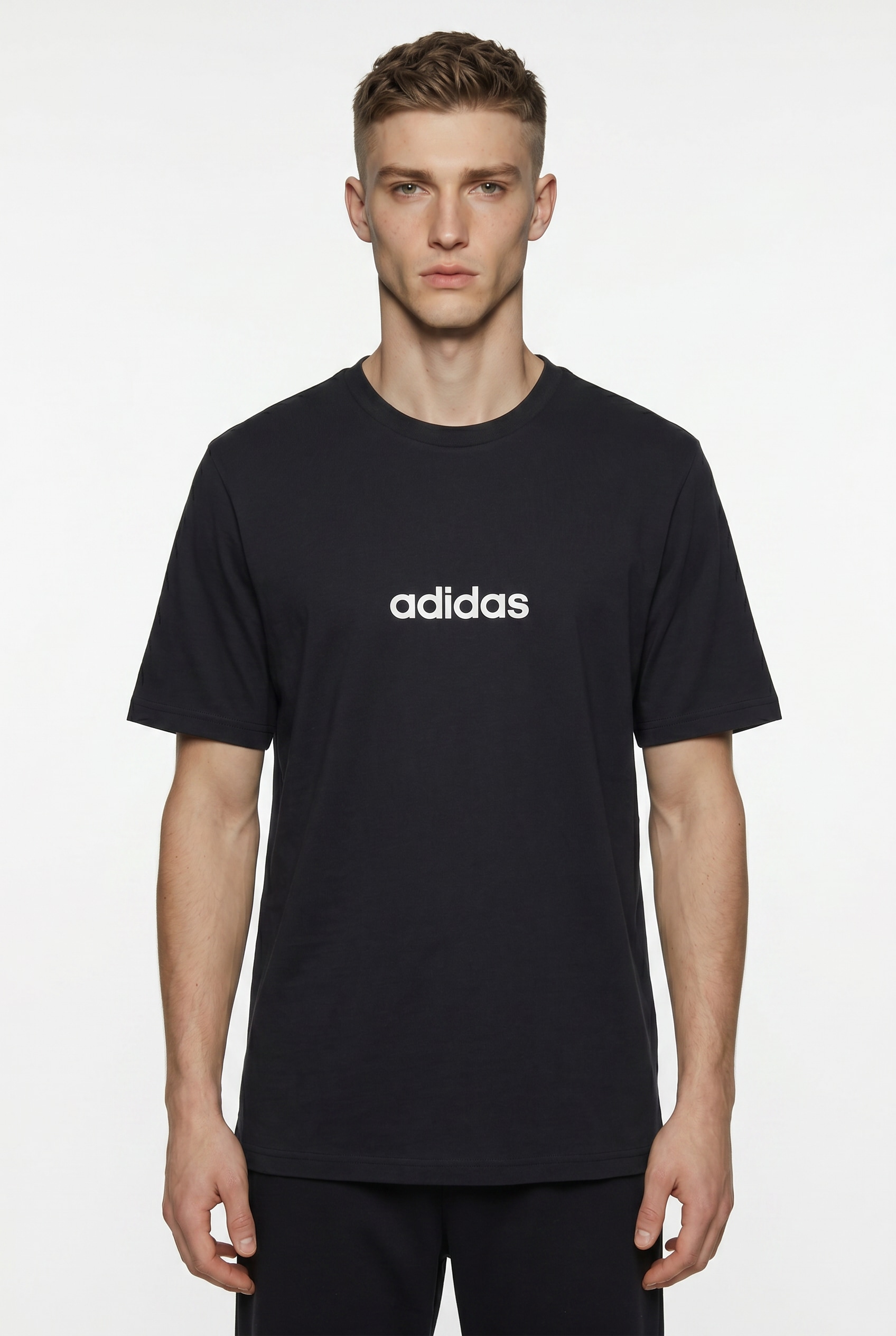 adidas Sportswear T-Shirt »ESSENTIALS LINEAR SINGLE JERSEY« überschnittene Schultern, Kurzarmdesign, aus Baumwolljersey