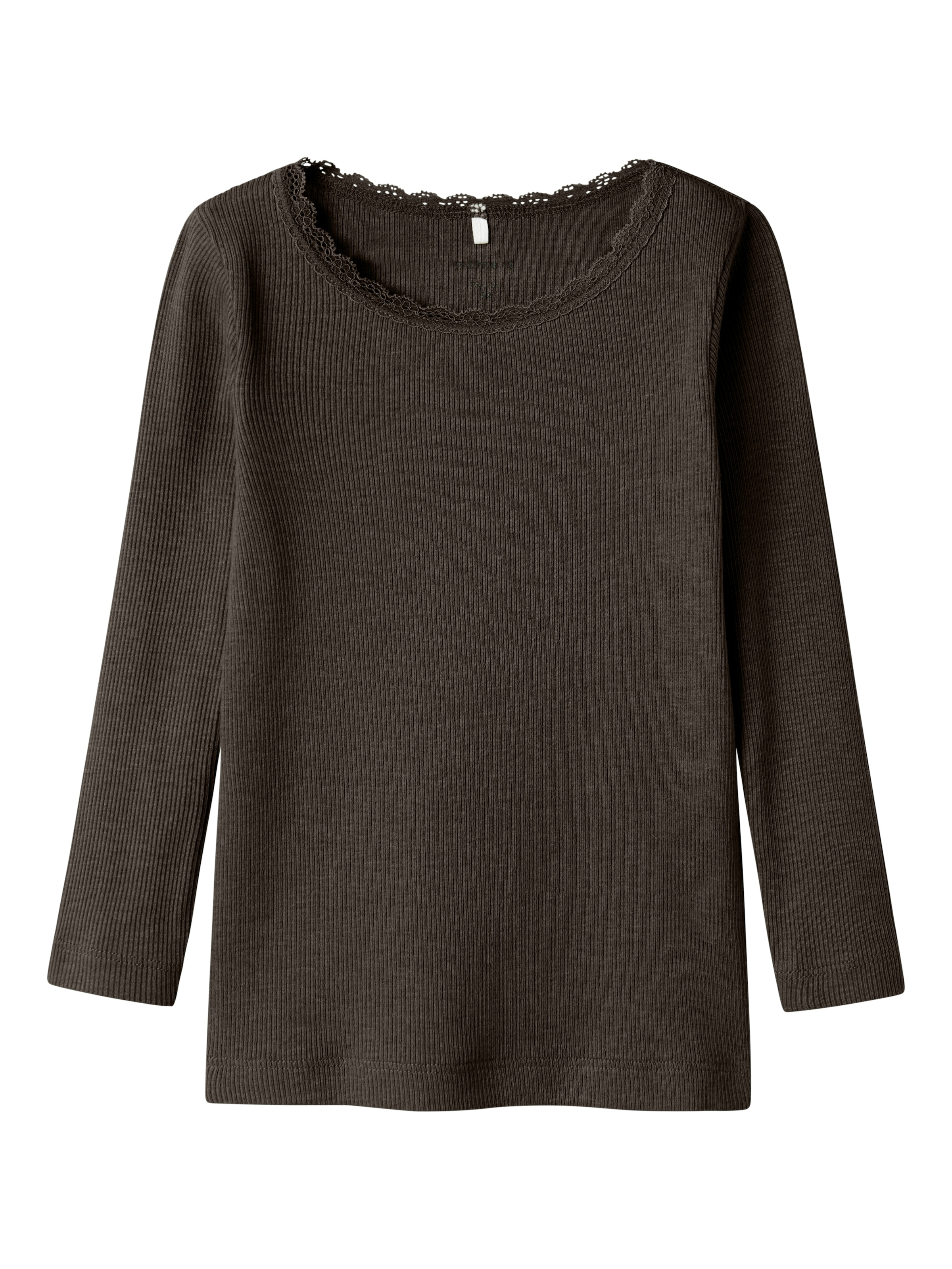 Name It Langarmshirt »NMFKAB LS TOP NOOS«, in Feinripp und mit süßer Spitzenkante am Ausschnitt