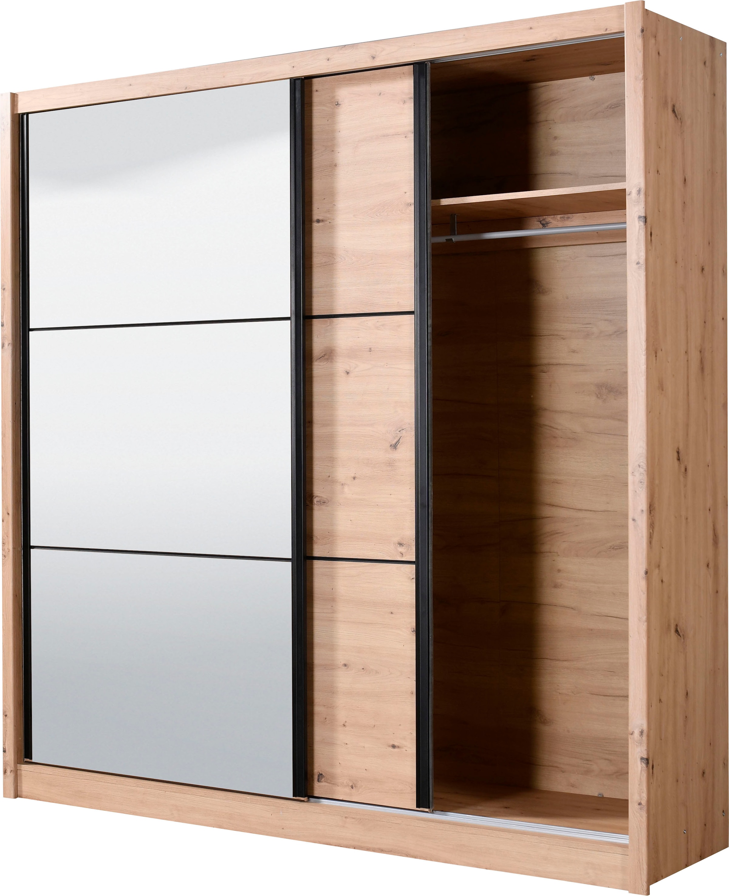 INOSIGN Schwebetürenschrank »Navara Kleiderschrank mit Spiegel Wäscheschrank Garderobe«, mit großzügiger Innenausstattung, FSC®-zertifiziert, in 3 Breiten
