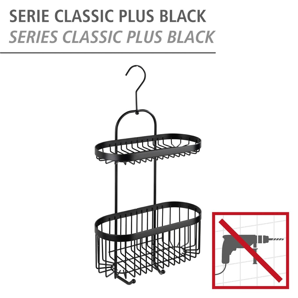 WENKO Badregal »Classic Plus Black«, 1 Ablage, 1 Korb