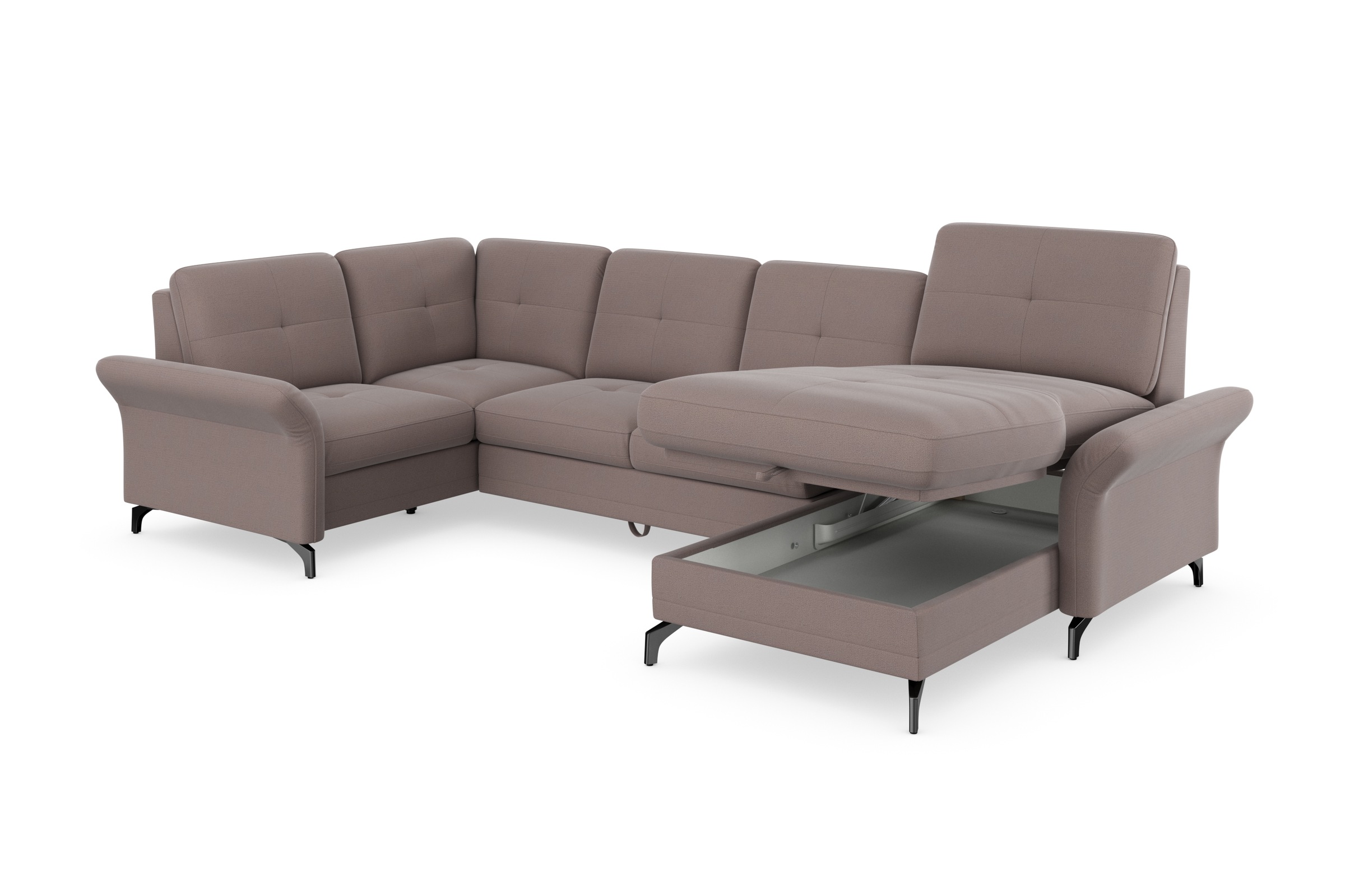 Places of Style Wohnlandschaft »Calando U-Form«, wahlweise mit Bettfunktion, Bettkasten und Armteilfunktion