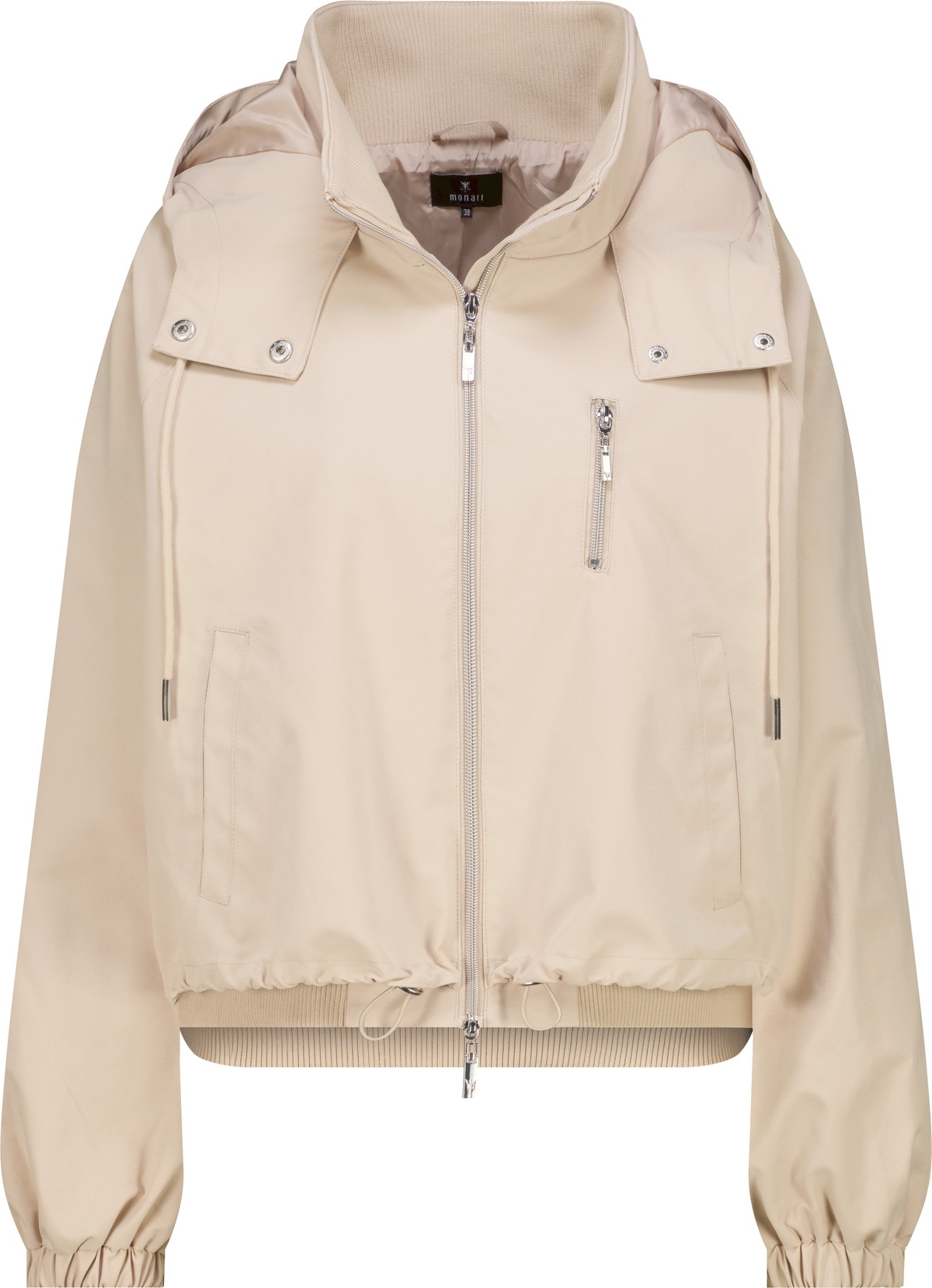 Monari Outdoorjacke mit Kapuze Stehkragen, Oversized Fit, Ripp-Details an Kragen und Bodysaum