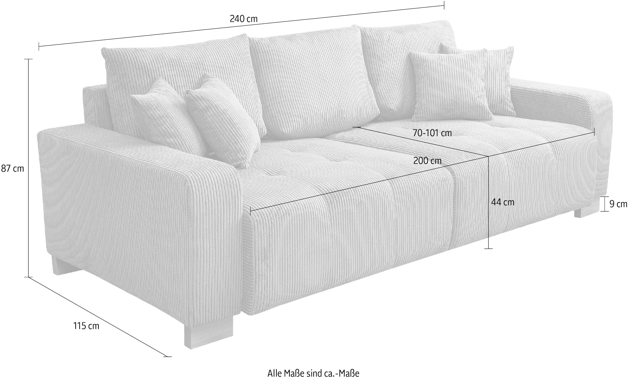 WERK2 Big-Sofa »Rimini Mega-Couch, 4-Sitzer, Cord, XXL Couch mit großer Sitztiefe« Megasofa mit 4 Sitzplätzen, losen Rückenkissen & Zierkissen