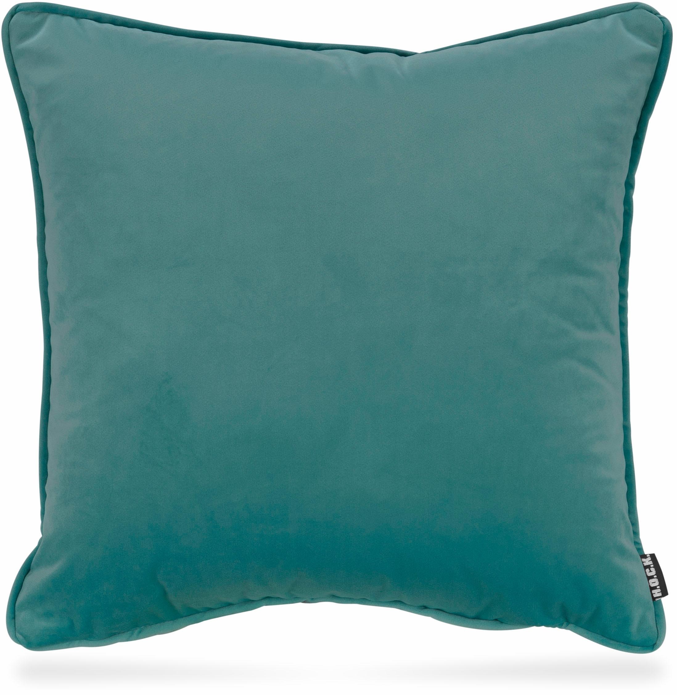 H.O.C.K. Dekokissen »Nobile Samt« Kissenhülle mit Füllung in blau, Größe B/L: 50 cm x 50 cm