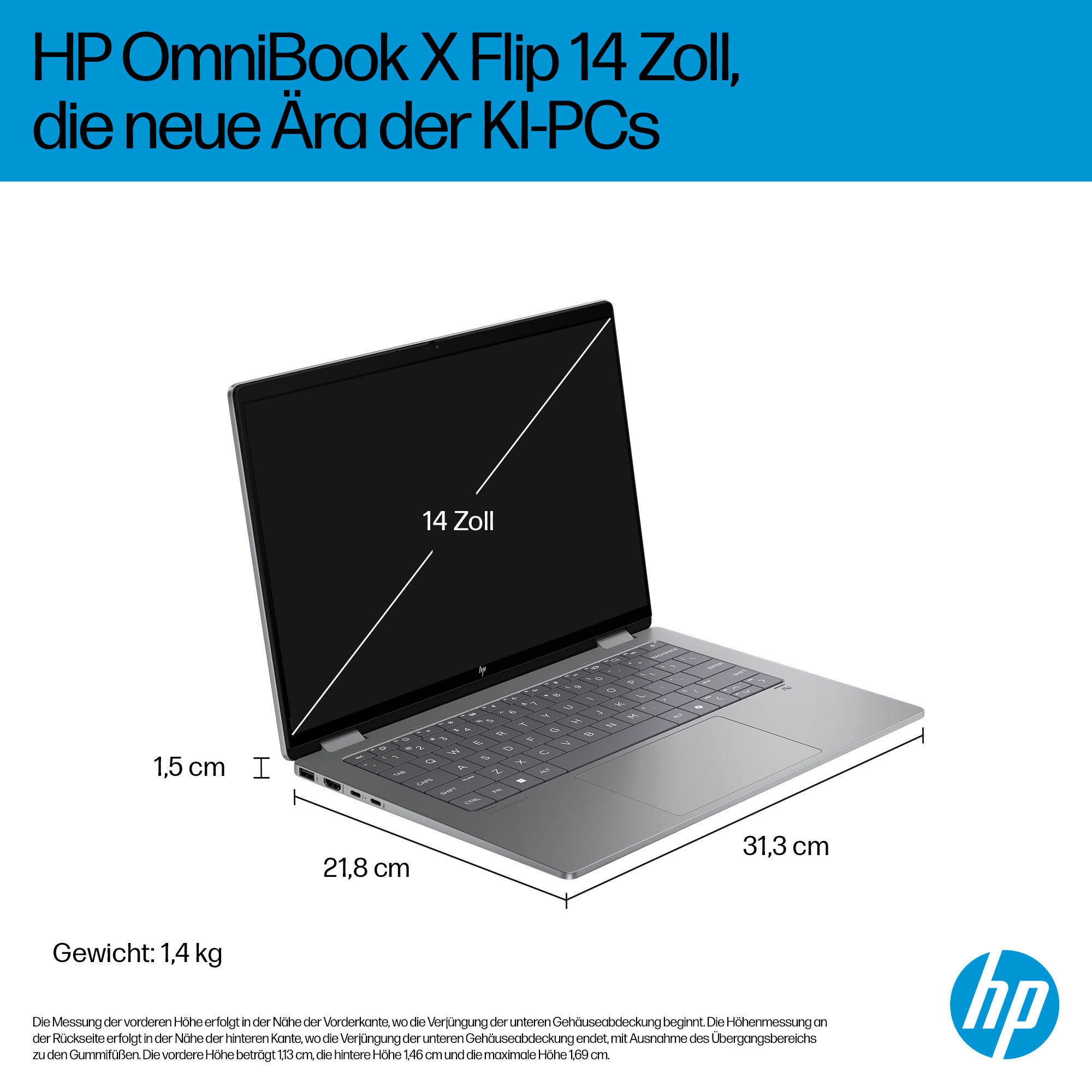 HP Convertible Notebook »OmniBook X Flip 14-fm0272ng« 35,6 cm / 14 ″ Intel Core Ultra 7 ARC 140V 512 GB SSD