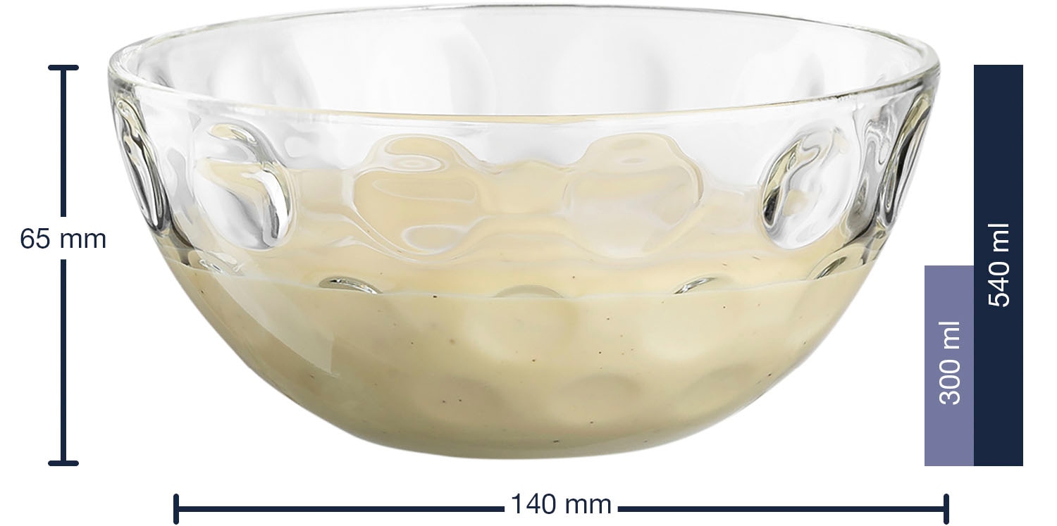 LEONARDO Schale »Schalen-Set CUCINA OPTIC, 5er Set, 4x Ø 14 cm & 1x Ø 28 cm«, 5 tlg., aus Glas, spülmaschinengeeignet
