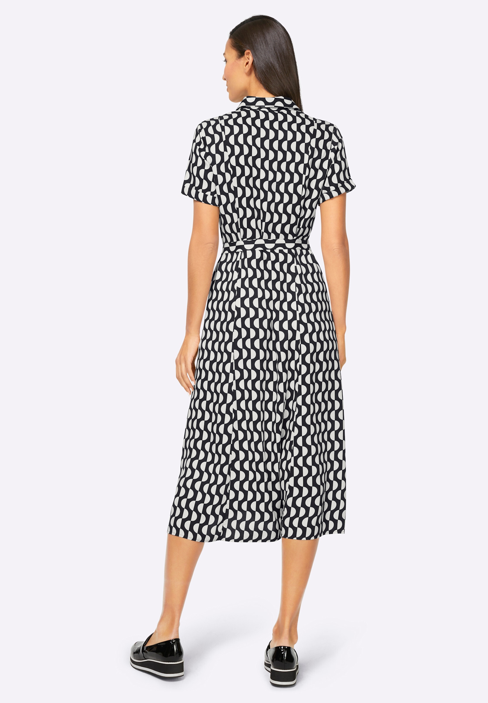 heine Hemdblusenkleid »Druck-Kleid Druckkleid mit Stoffbindegürtel« Ohne Taschen