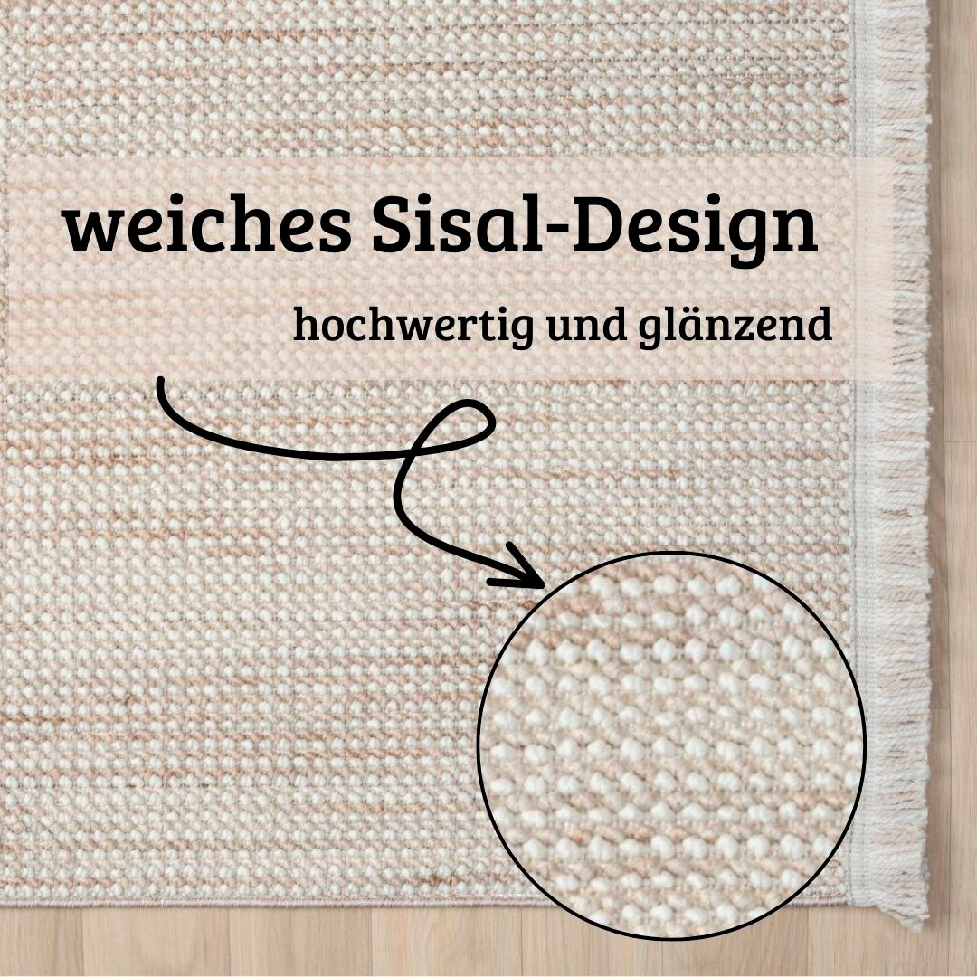 OTTO home Teppich »Vals« rechteckig 7 mm Höhe Uni Farben, meliert, Sisal-Optik, auch in rund erhältlich, mit Fransen