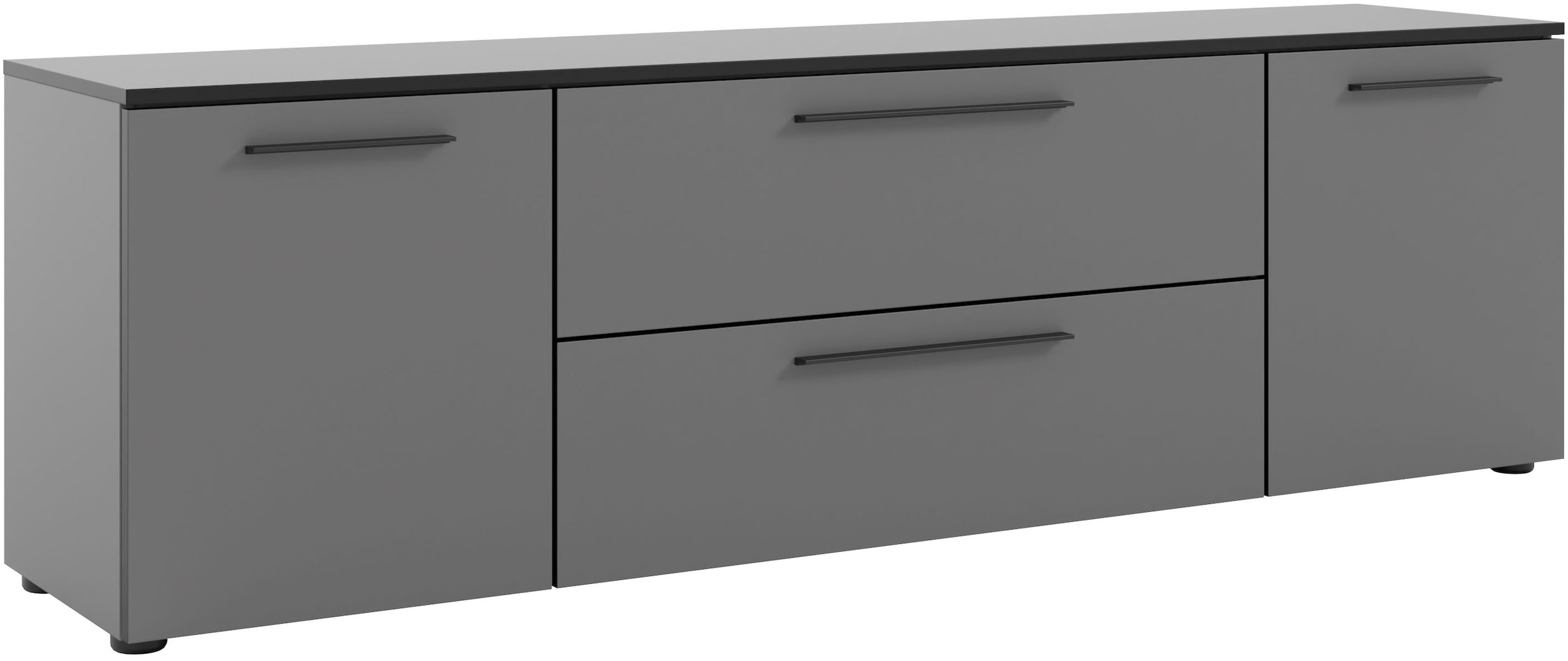 Manjana Möbel Lowboard »Lowboard mit Schwarz matten Metallgriffen«