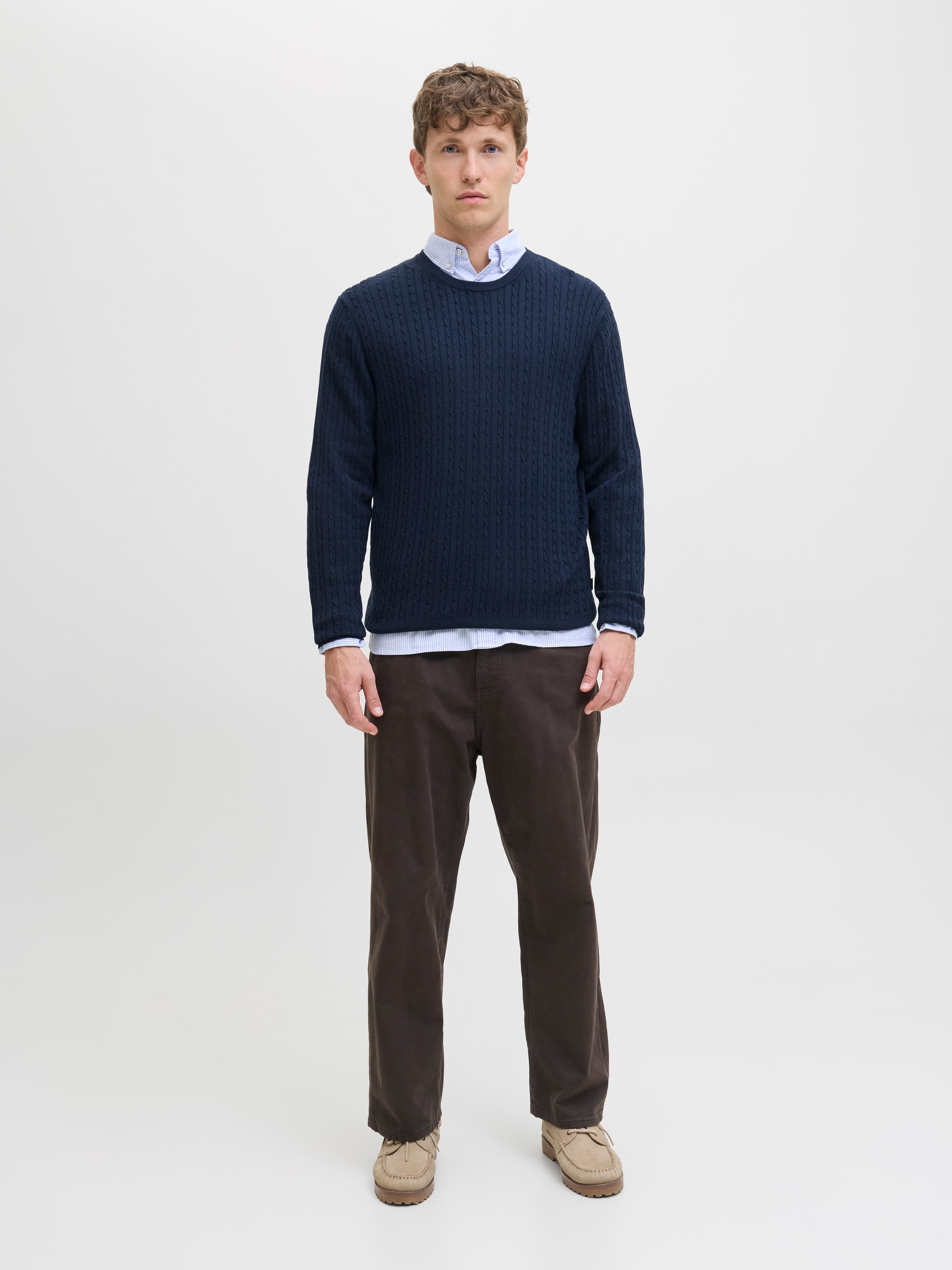 Jack & Jones Strickpullover »JJEEMIL KNIT CABLE CREW NECK NOOS«