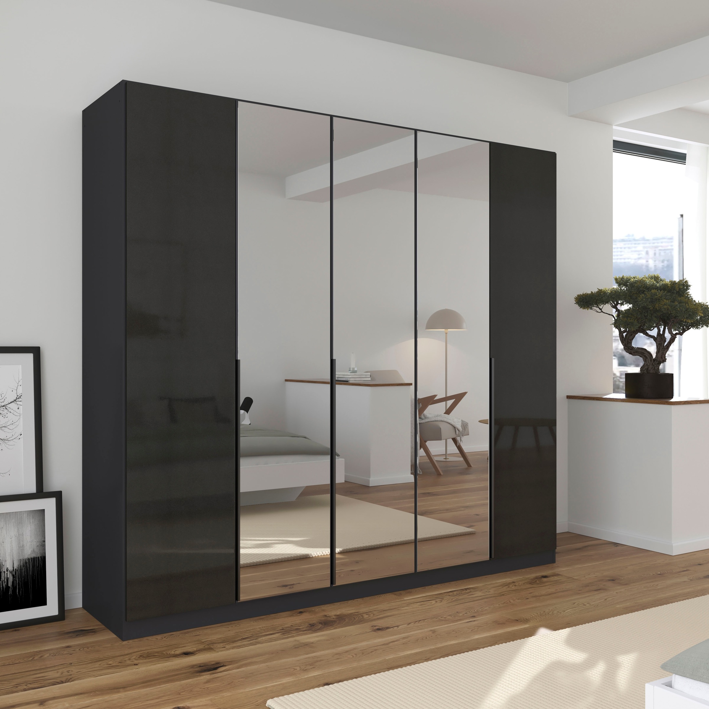 rauch Drehtürenschrank »Kleiderschrank Schrank Garderobe AGORDO mit Dekor- oder Hochglanzfront«, (in zwei Griff-Farben, Breiten 91-360 cm), durchdachte Innenausstattung, in 7 Breiten und 2 Höhen MADE IN GERMANY