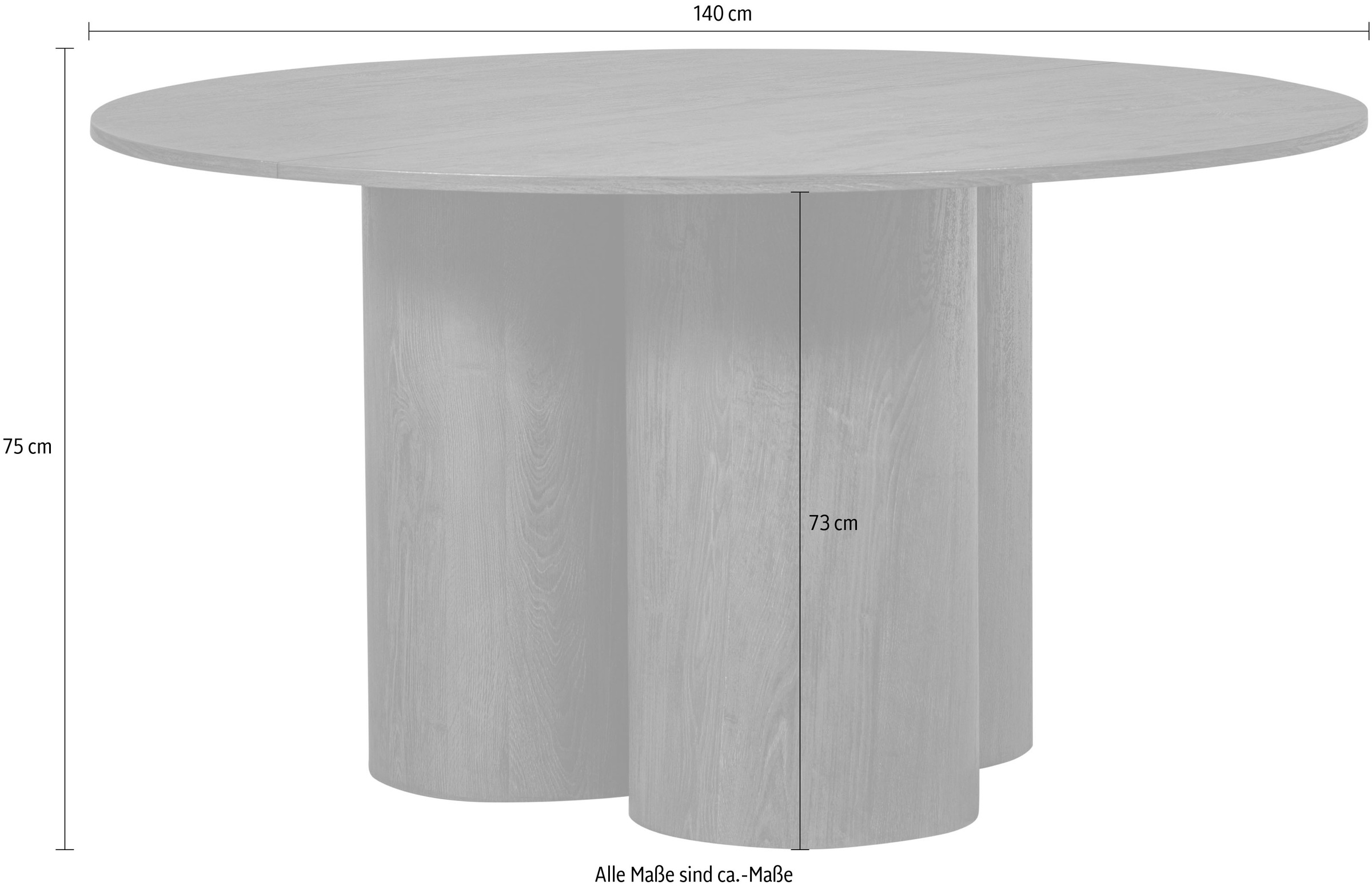 WOOOD Esstisch »Oona«, runde Form, deutlich sichtbarer Holzmaserung, H 75 cm x Ø 140 cm